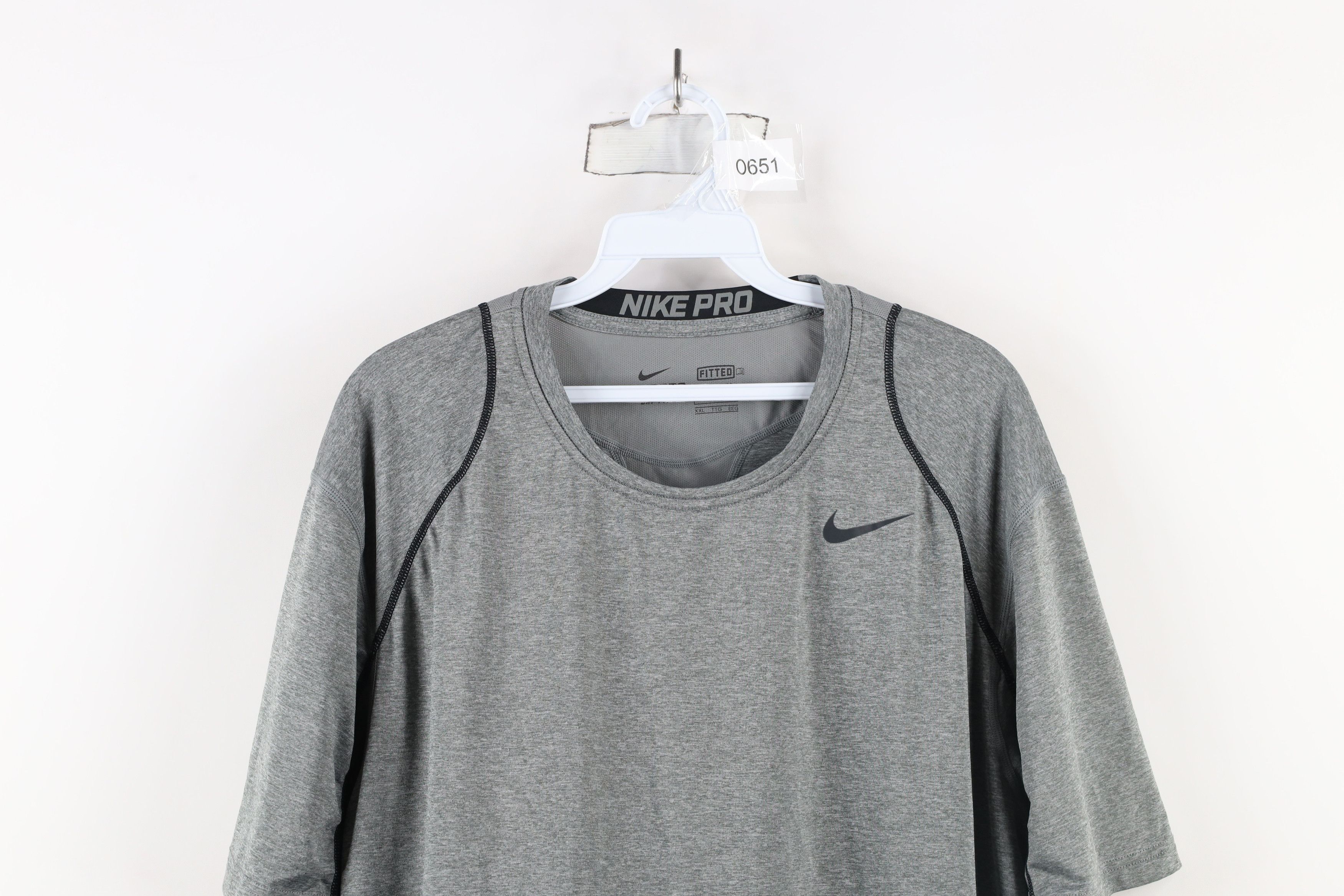 Nike × Vintage Nike Pro Compression Training Running Gym T-Shirt Gray Size US XXL / EU 58 / 5 - 2 Thumbnail