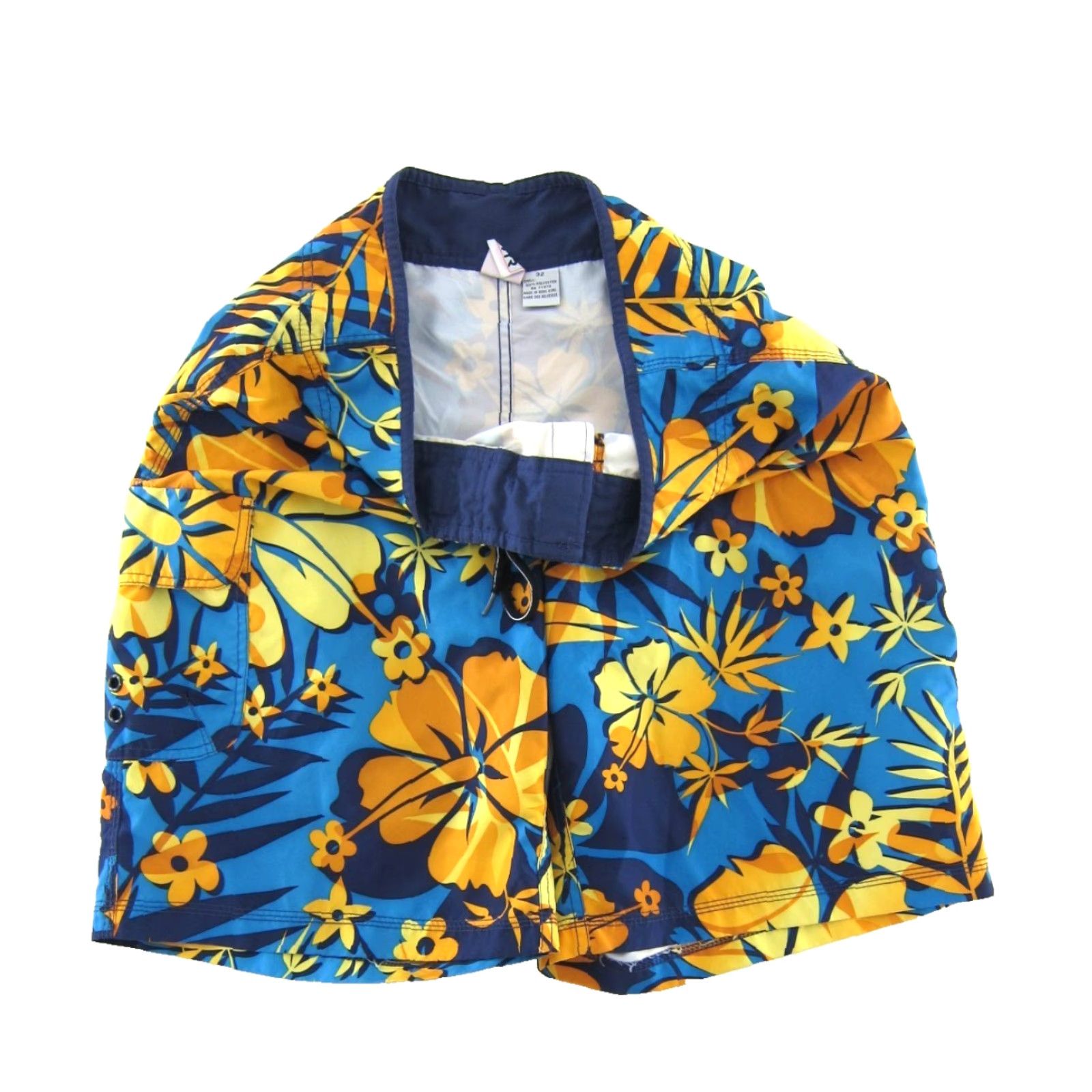 Vintage TYR Blue Yellow Floral Hawaiian Pocket Swim Surf Beach Board Short Men 32 Size US 32 / EU 48 - 4 Thumbnail