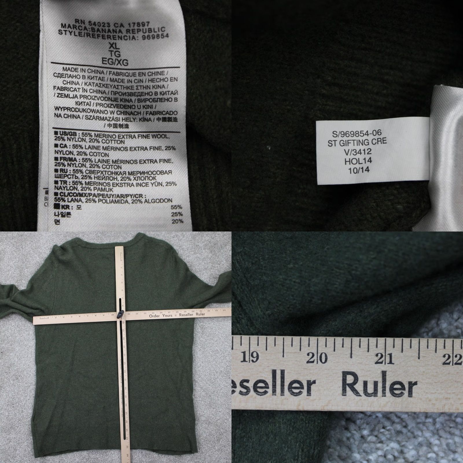 Banana Republic Banana Republic Sweater Mens XL Green Wool Merino L/S Pullover Size US XL / EU 56 / 4 - 8 Thumbnail