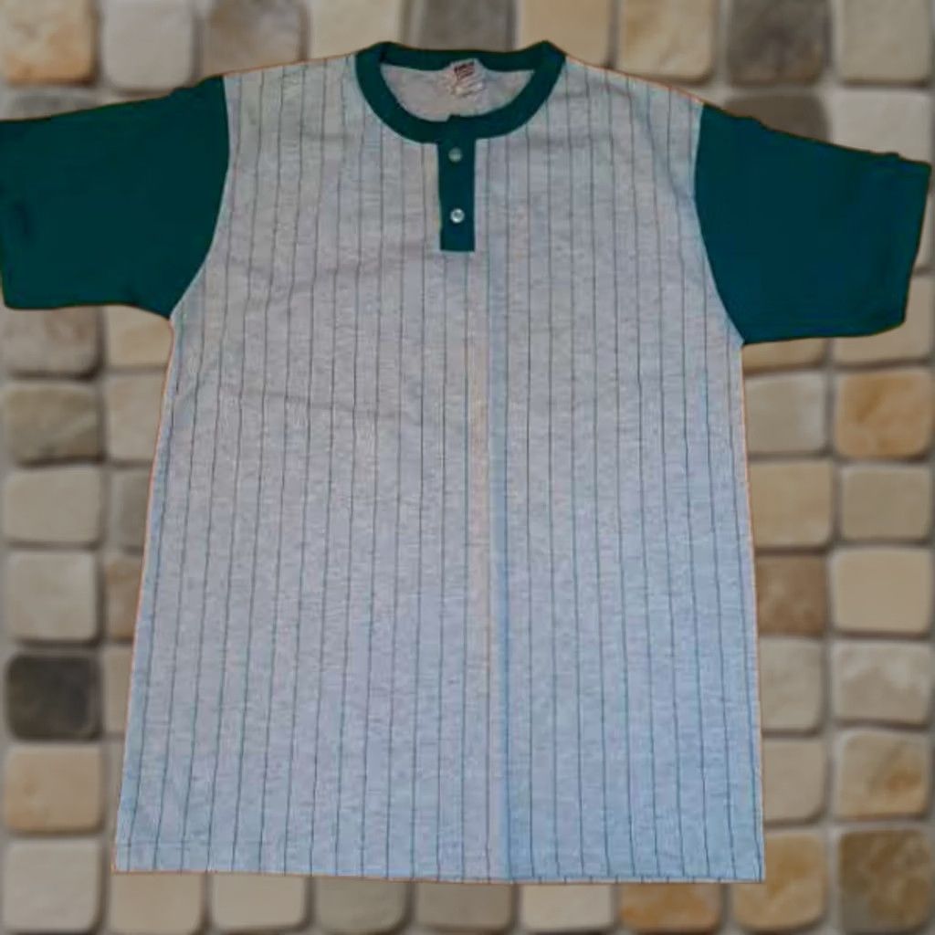 Vintage Vintage Reach 1/4 Button USA Made Single Stitch Tennis Shirt Large Pinstripes Size US L / EU 52-54 / 3 - 1 Thumbnail