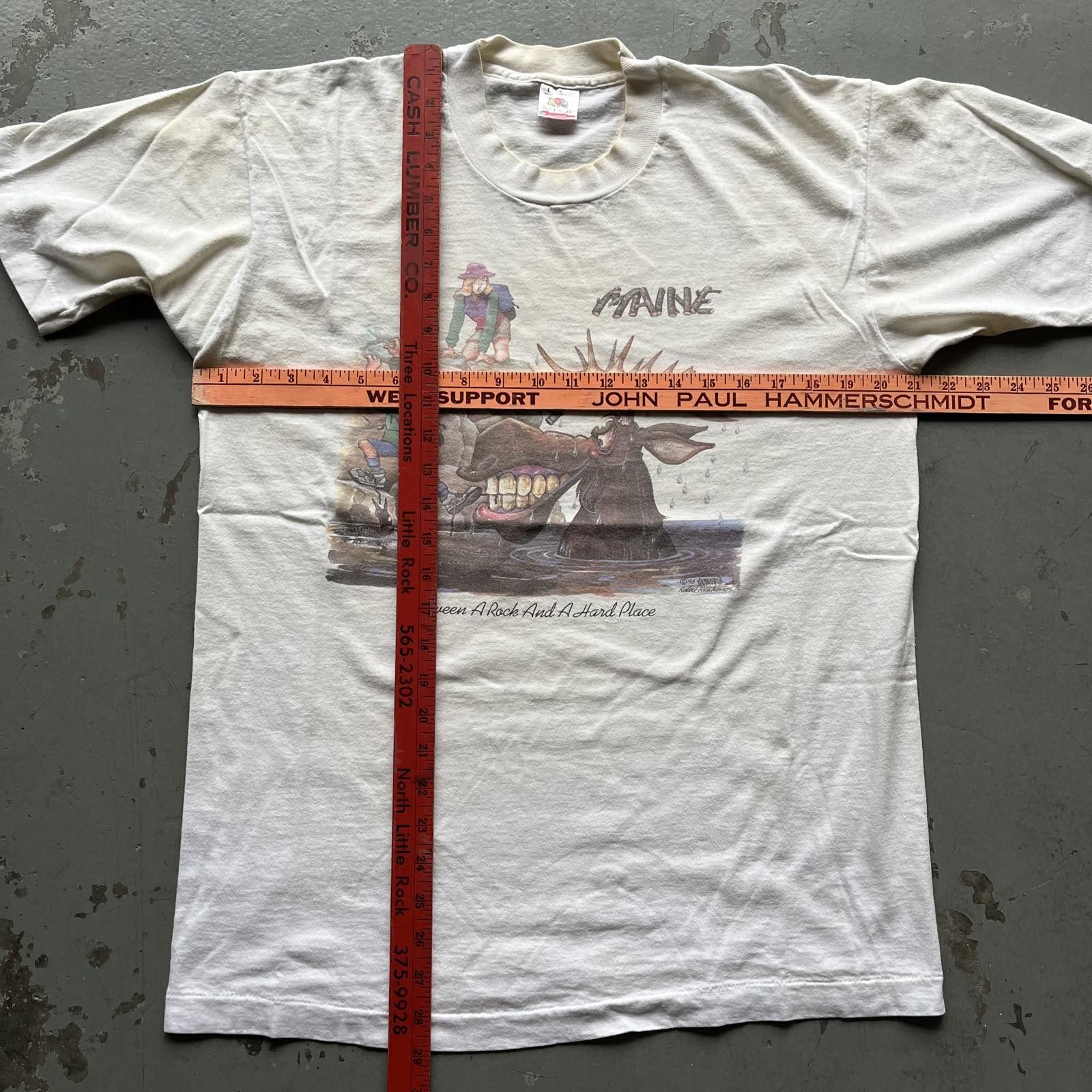 Fruit Of The Loom × Vintage Vintage Rock And Hard Place Funny Moose Nature Maine Shirt Size US L / EU 52-54 / 3 - 4 Thumbnail