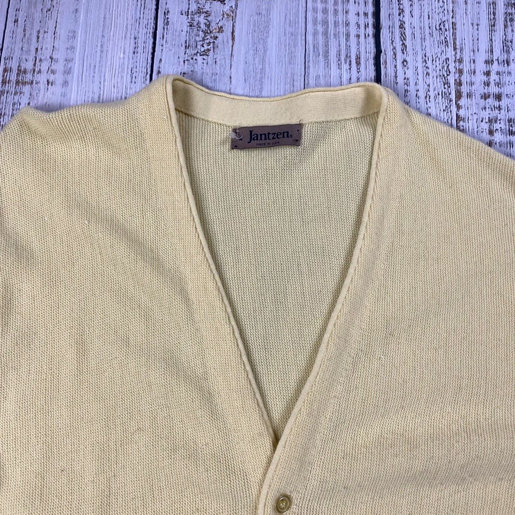 Jantzen VINTAGE JANTZEN 90s BANANA YELLOW CARDIGAN SWEATER ACRYLIC SIZE XL MENS Size US XL / EU 56 / 4 - 2 Thumbnail