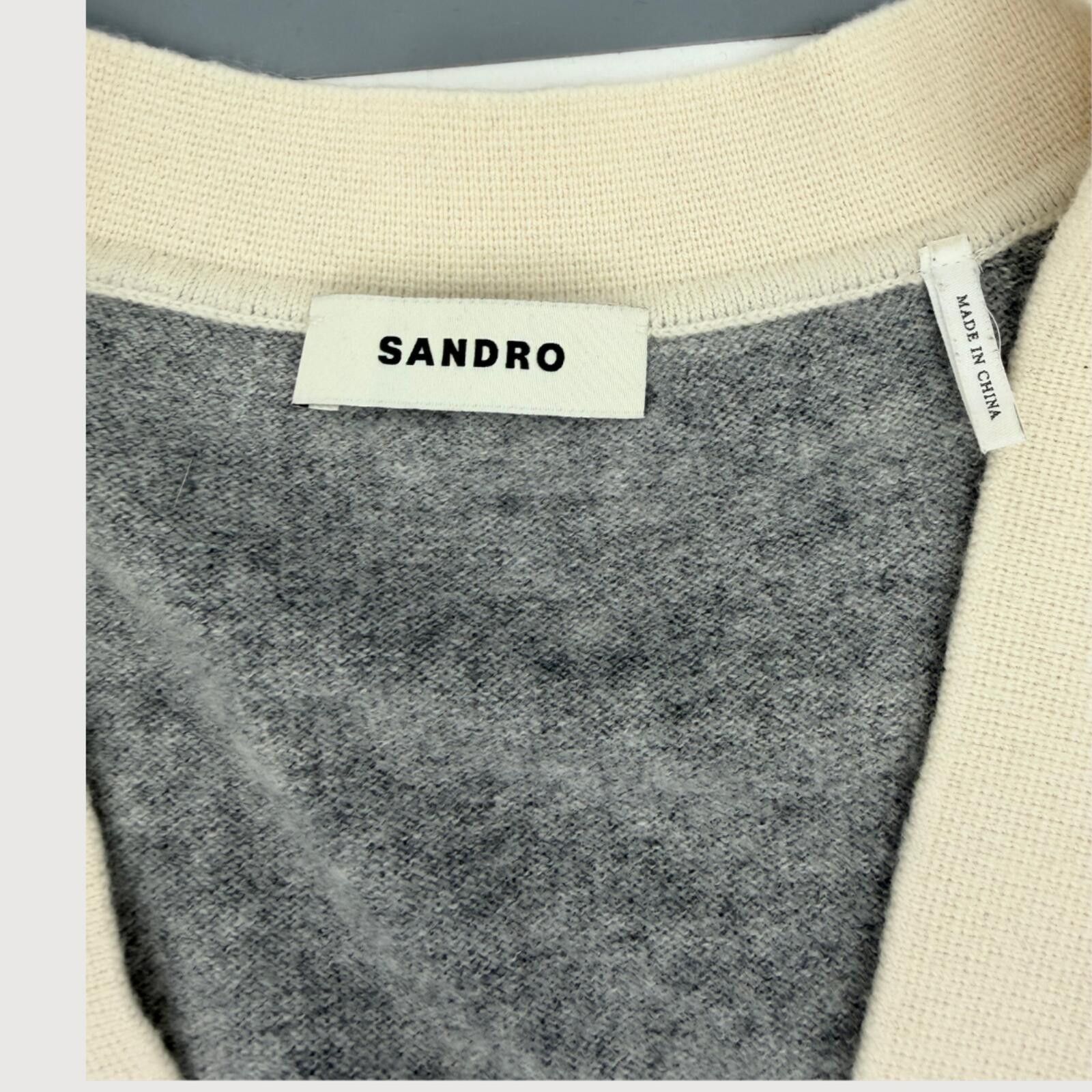 Sandro Sandro Wool Cashmere Sweater Contrast Trim Grey Size 3 Size M / US 6-8 / IT 42-44 - 4 Thumbnail