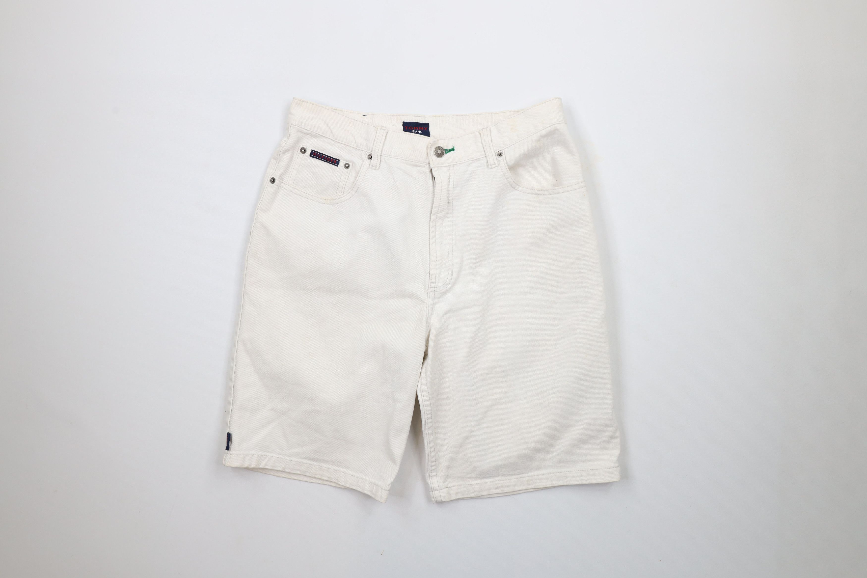 Tommy Hilfiger × Vintage Vintage 90s Tommy Hilfiger Denim Jean Shorts Jorts White Size US 30 / EU 46 - 1 Thumbnail
