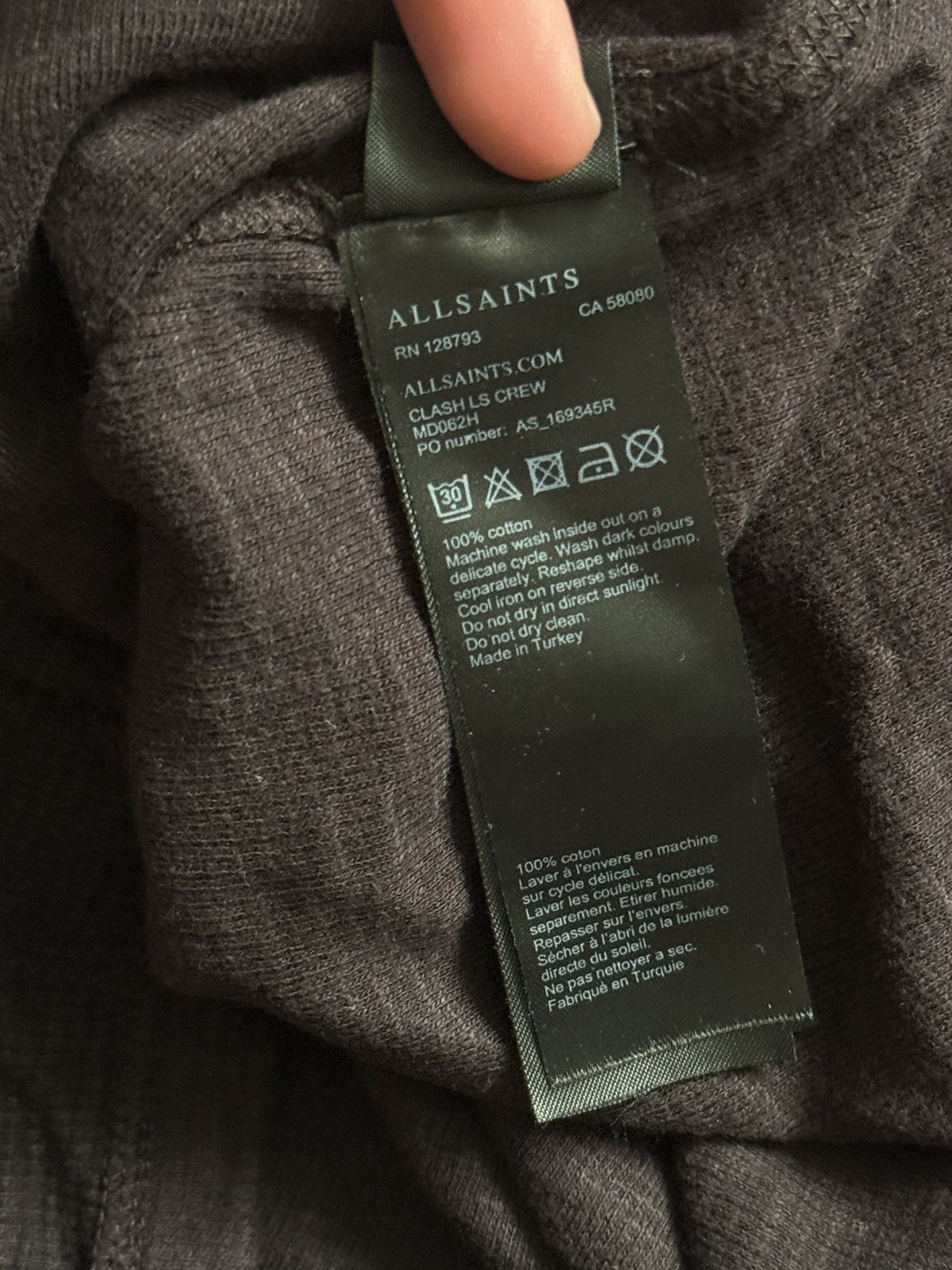 Allsaints × Designer Allsaints L clash Ls crew MD062H sweatshirt long sleeve tee Size US L / EU 52-54 / 3 - 9 Thumbnail