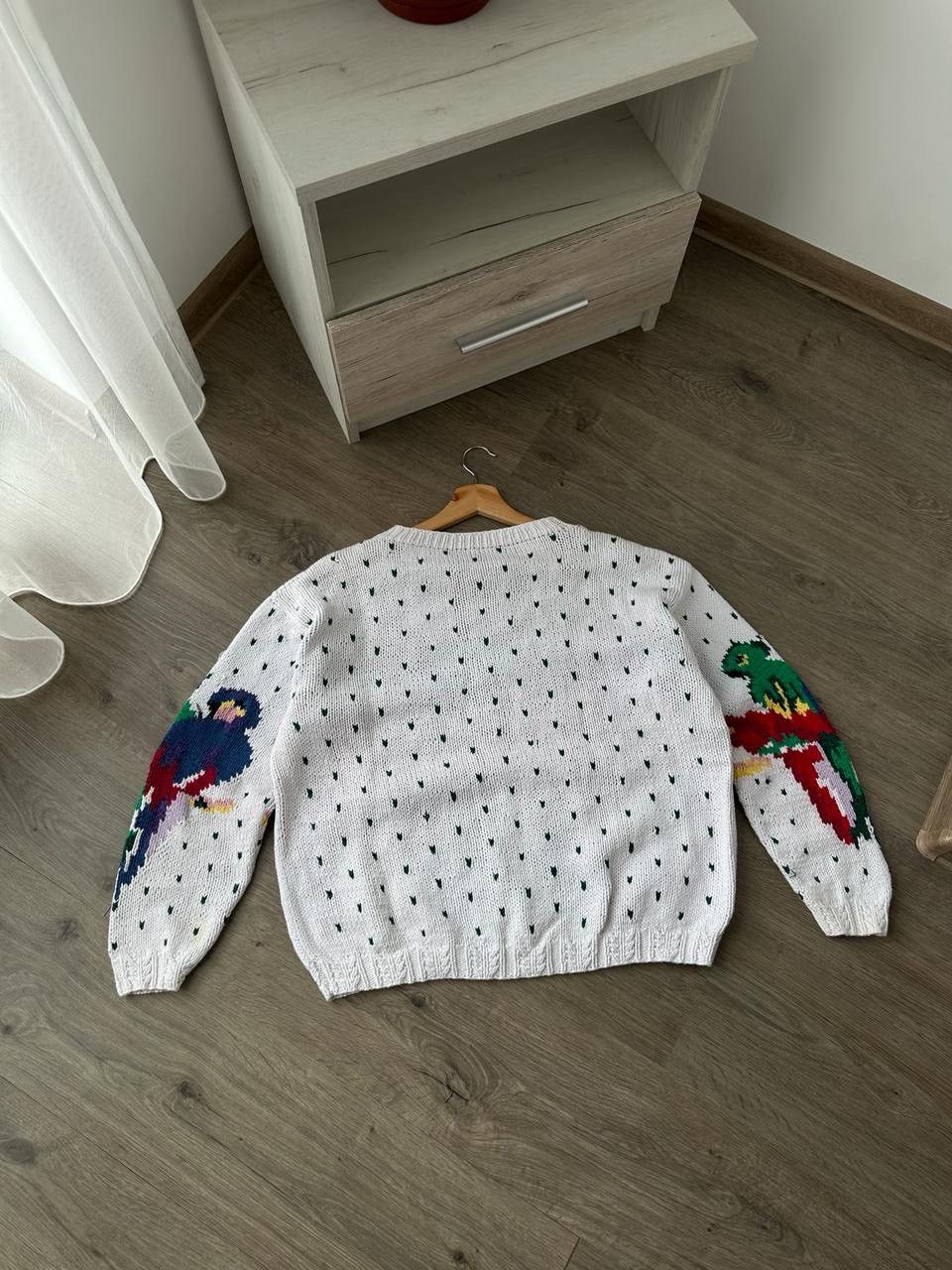 Handmade × Japanese Brand × Vintage Vintage Japanese Rare White Knit Parrot Handicrafts Sweater Size S / US 4 / IT 40 - 8 Thumbnail