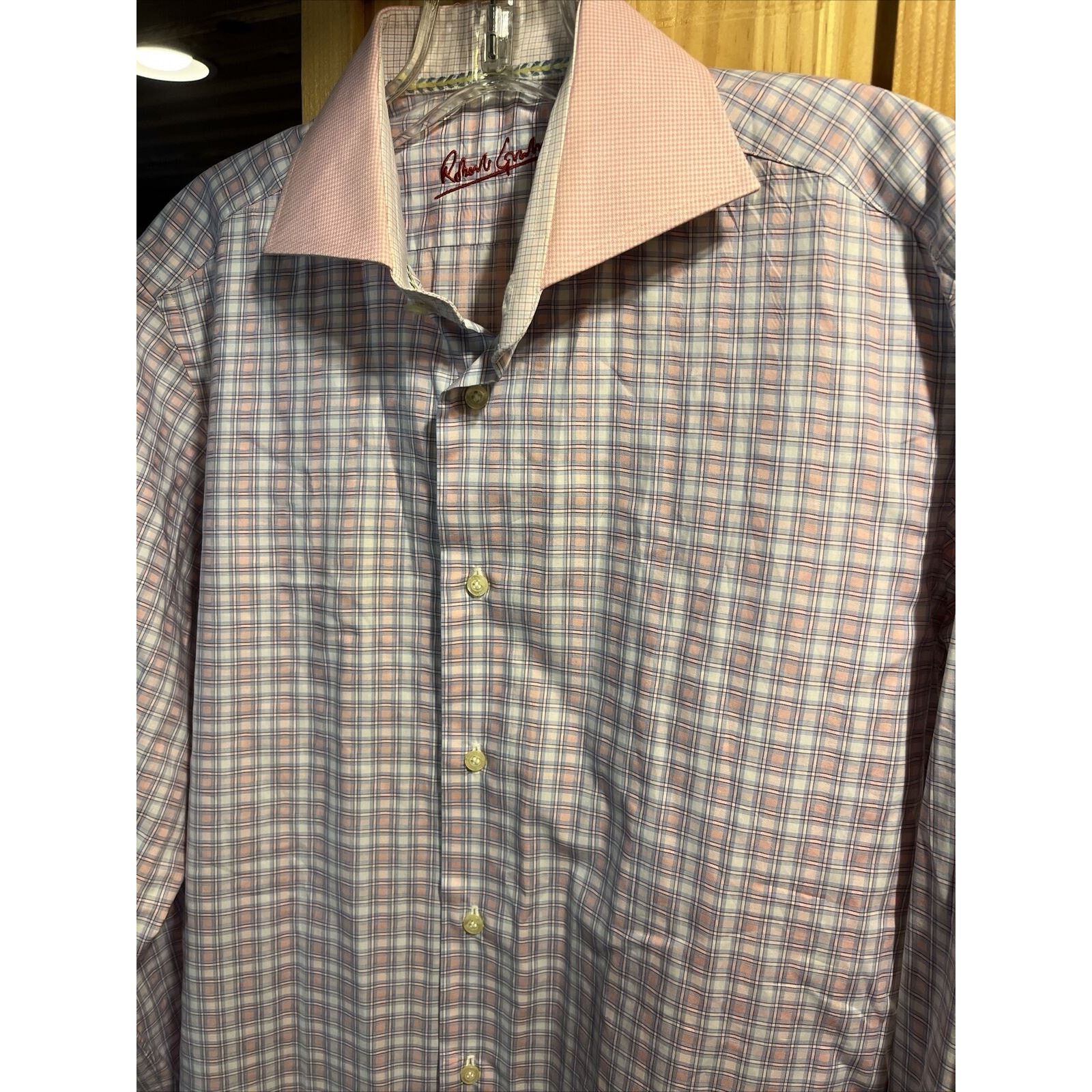 Robert Graham Robert Graham Men’s M 15.5 39 Pink Check Button Cotton Shirt Size US M / EU 48-50 / 2 - 8 Thumbnail