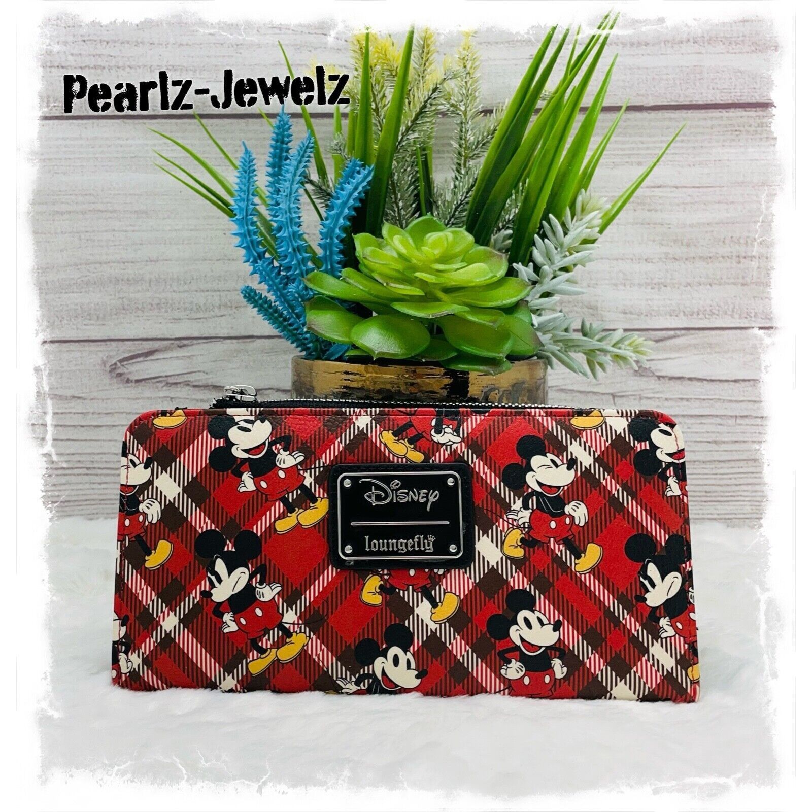 Disney Loungefly Disney Mickey Mouse Red Plaid All-Over-Print Bifol Size ONE SIZE - 1 Thumbnail