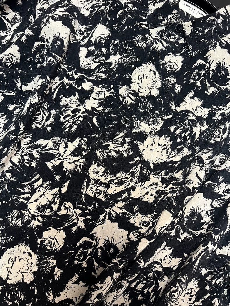Saint Laurent Paris Saint Laurent Black and White Floral Shirt-2507 Size US L / EU 52-54 / 3 - 4 Thumbnail