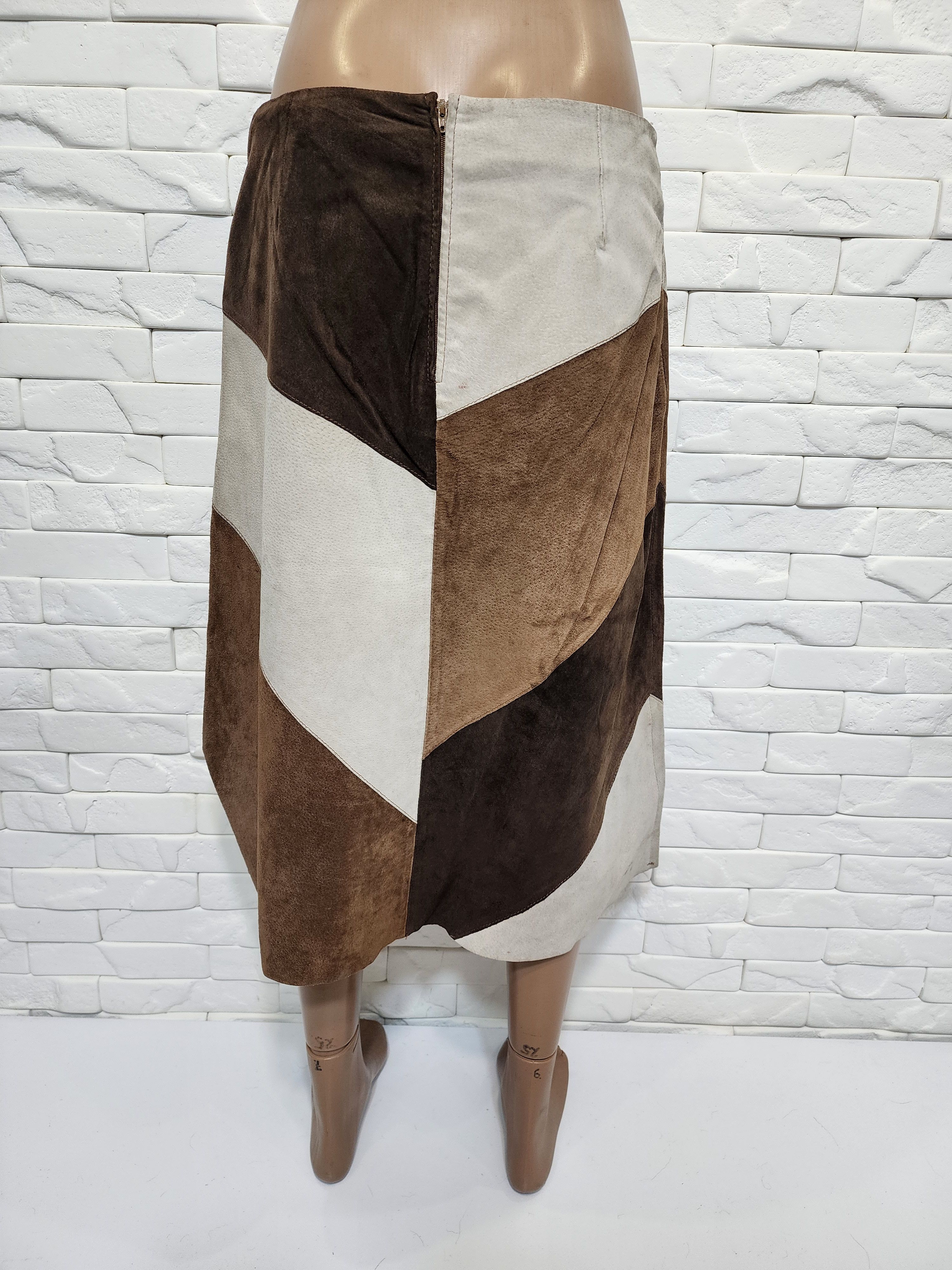 Genuine Leather Brown Suede Leather Skirt: 31" Waist Size 31" - 2 Thumbnail