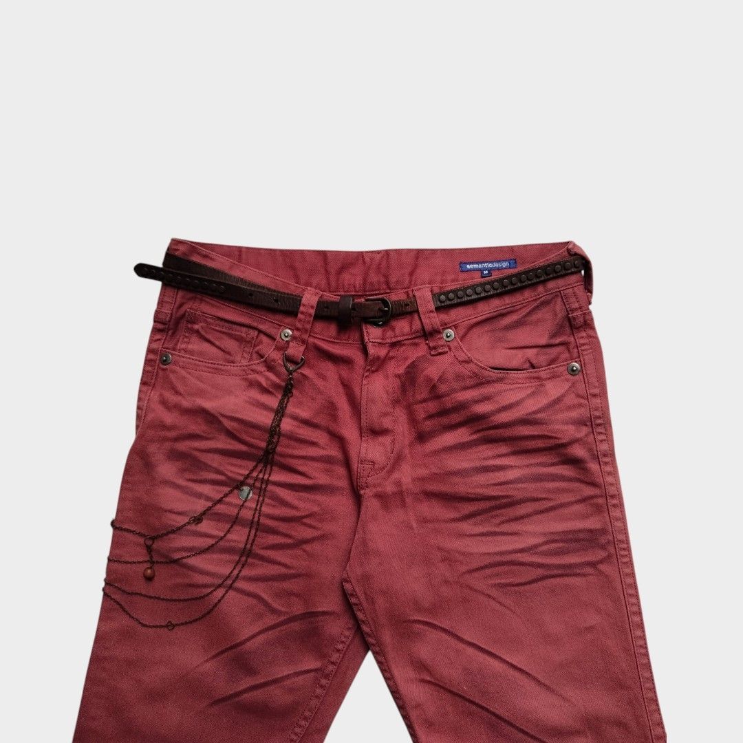 Tornado Mart Semantic design maroon bloody whisker effect jean Size US 31 - 3 Thumbnail