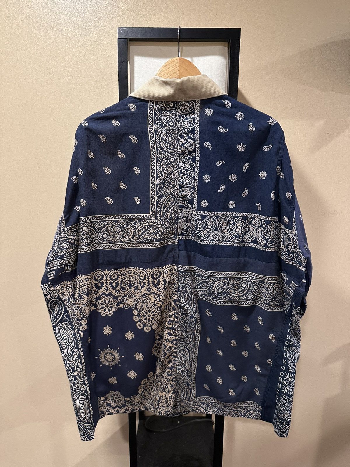 READYMADE Readymade Blue Bandana Paisley Burn Button Up Shirt Jacket Size US XL / EU 56 / 4 - 2 Thumbnail