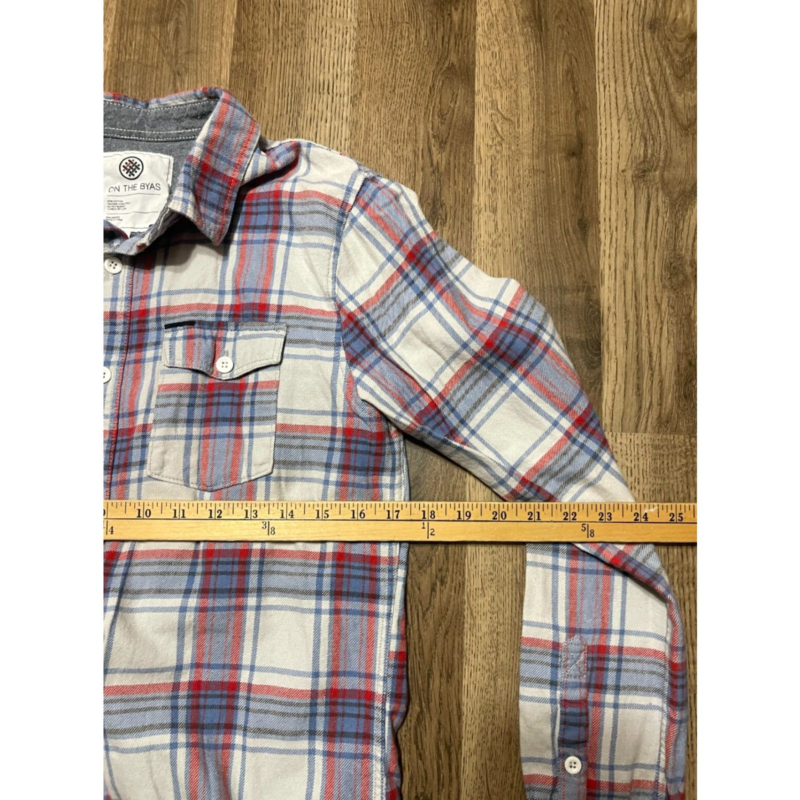 Vintage On The Byas Shirt Mens Small Red Blue White Plaid Button Up Long Sleeve Size US S / EU 44-46 / 1 - 6 Thumbnail