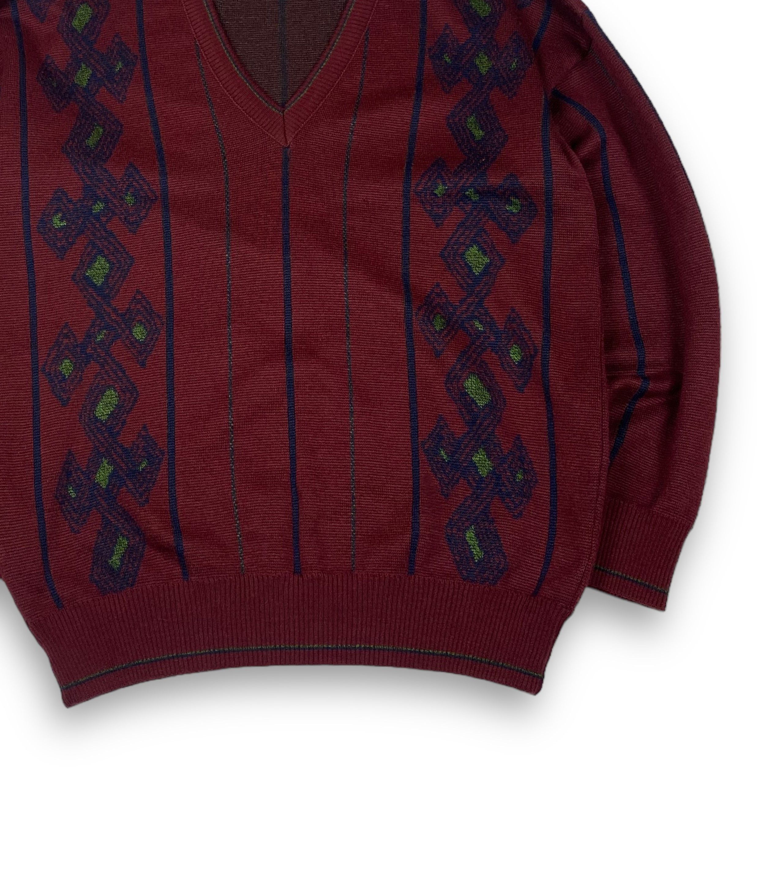 Vintage Vintage PIERRE SANGAN Crazy Print Wool Sweater Cardigan M647 Size US L / EU 52-54 / 3 - 2 Thumbnail