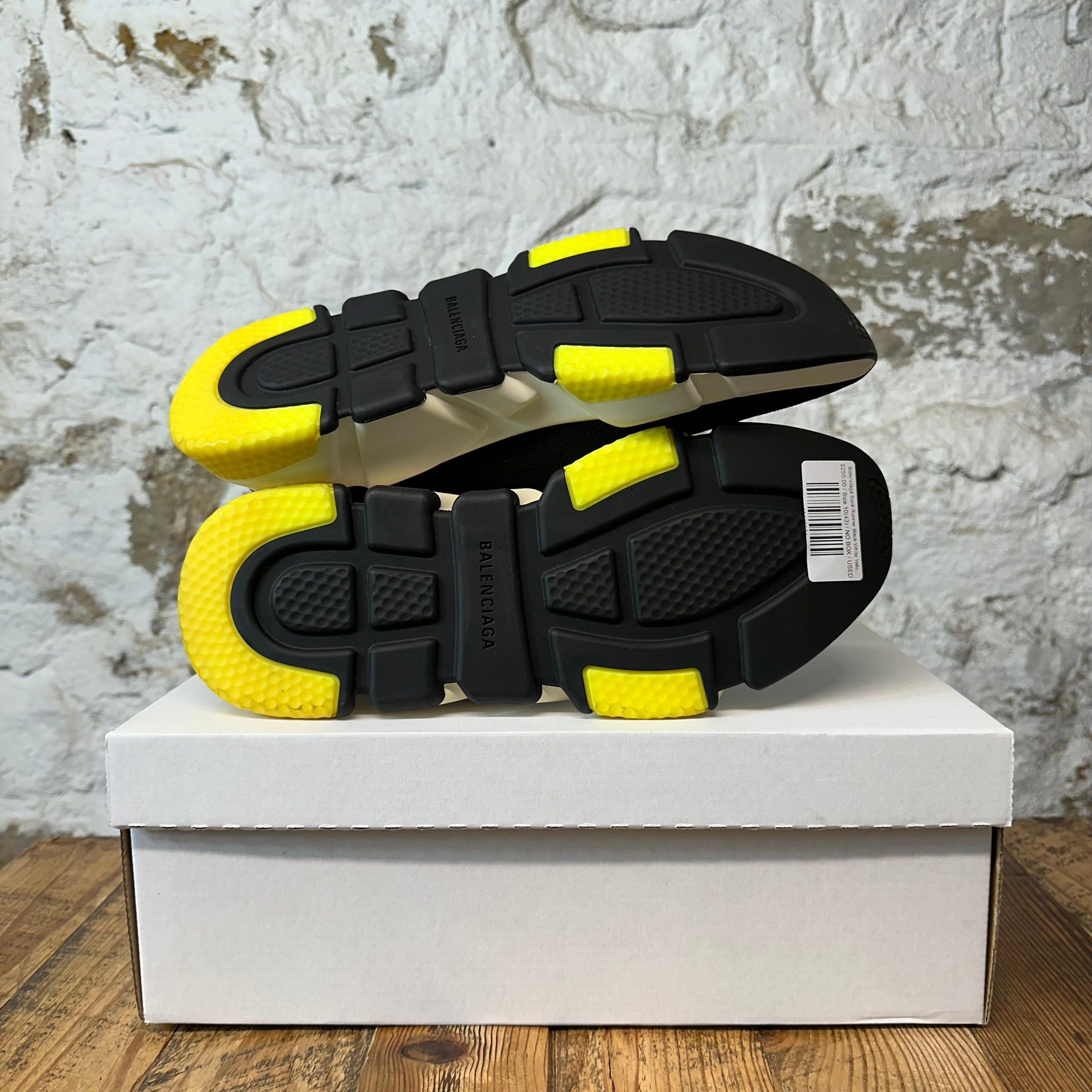 Balenciaga Balenciaga Sock Runner Black White Yellow Sneaker Sz 10 (43) Size US 10 / EU 43 - 5 Thumbnail