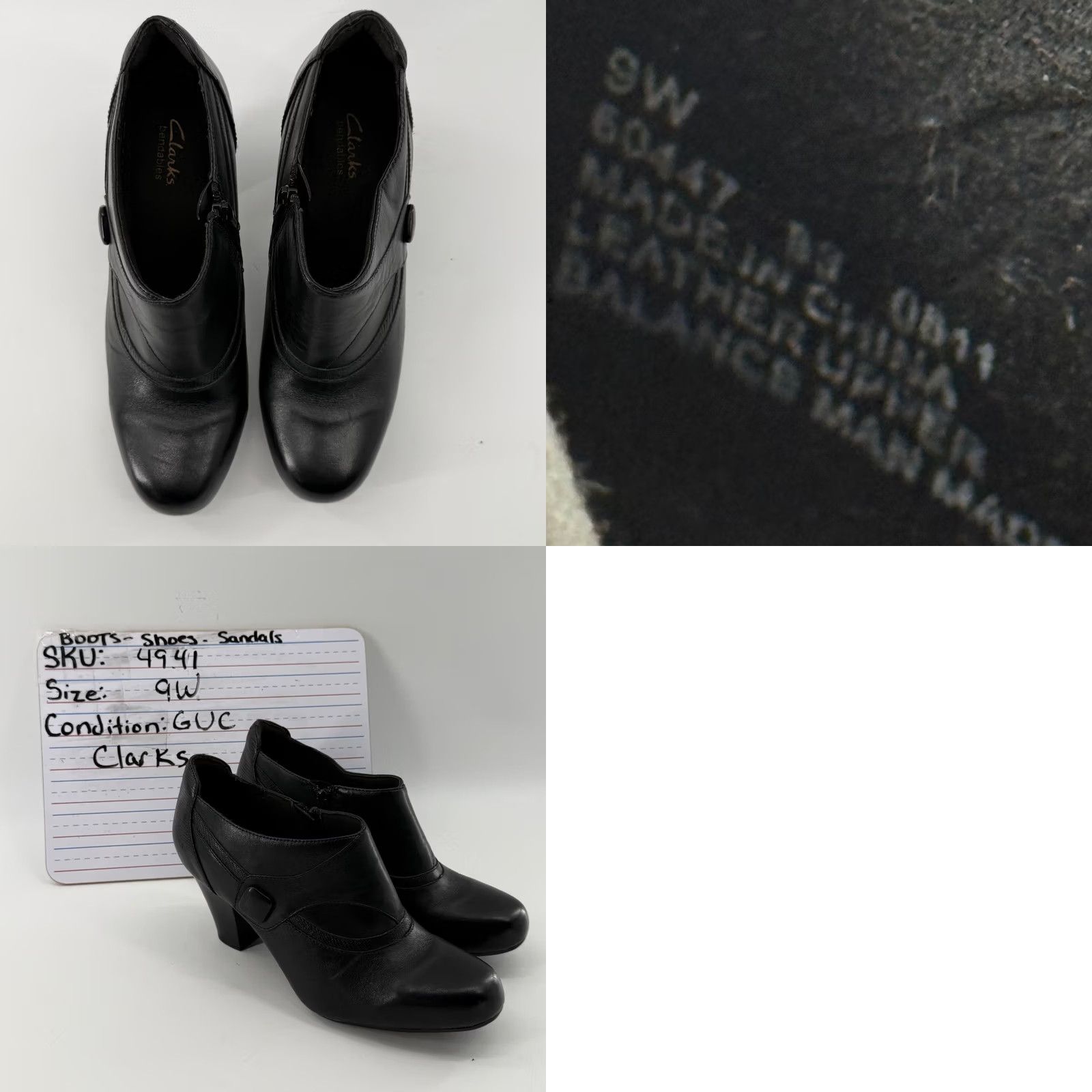 Clarks Clarks Bendables Black Leather Ankle Booties Zip 9W Boots Womens Fall Winter Workwear Casual Size US 9 / IT 39 - 8 Thumbnail
