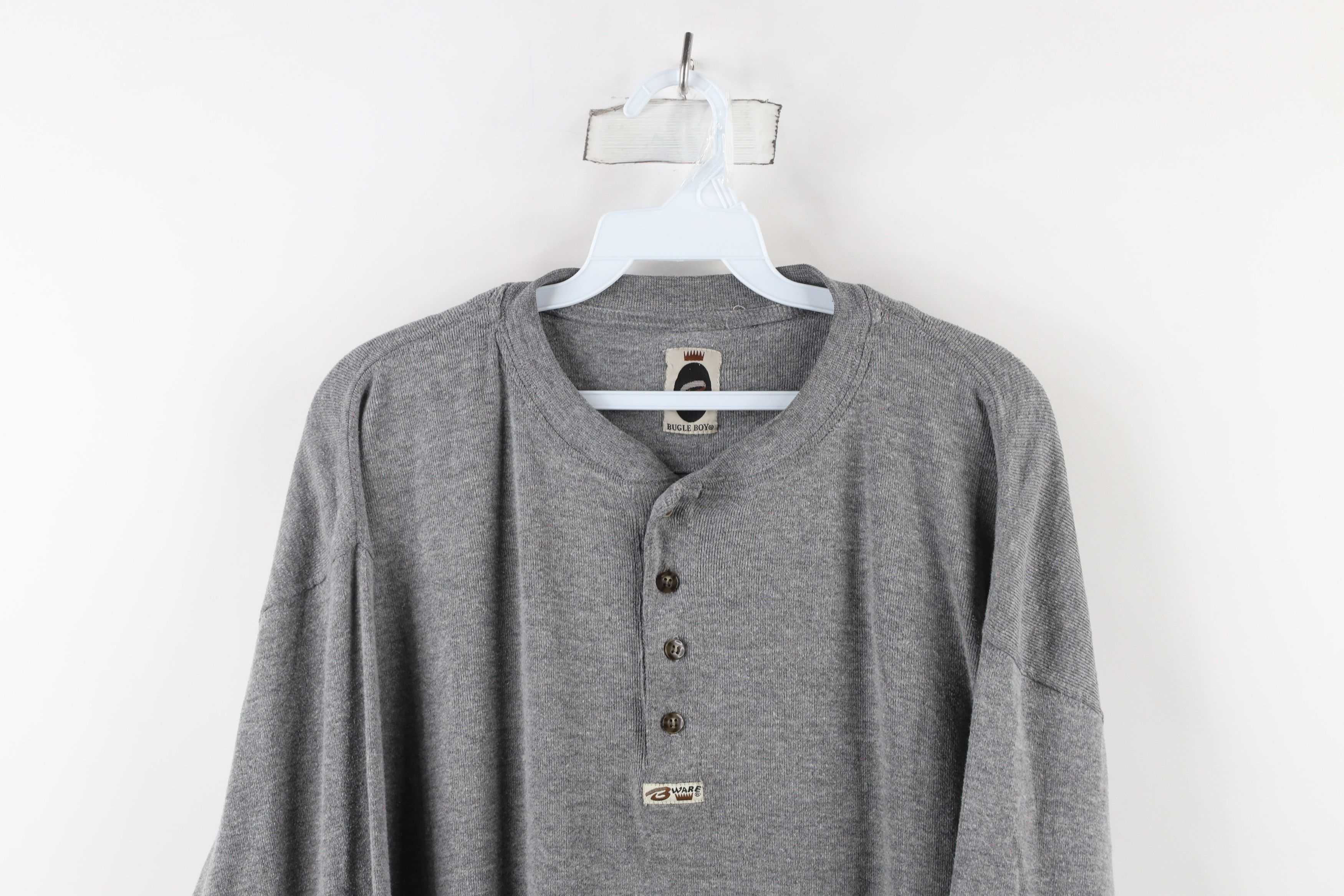 Vintage Vintage 90s Streetwear Knit Long Sleeve Henley T-Shirt Size US XXL / EU 58 / 5 - 2 Thumbnail