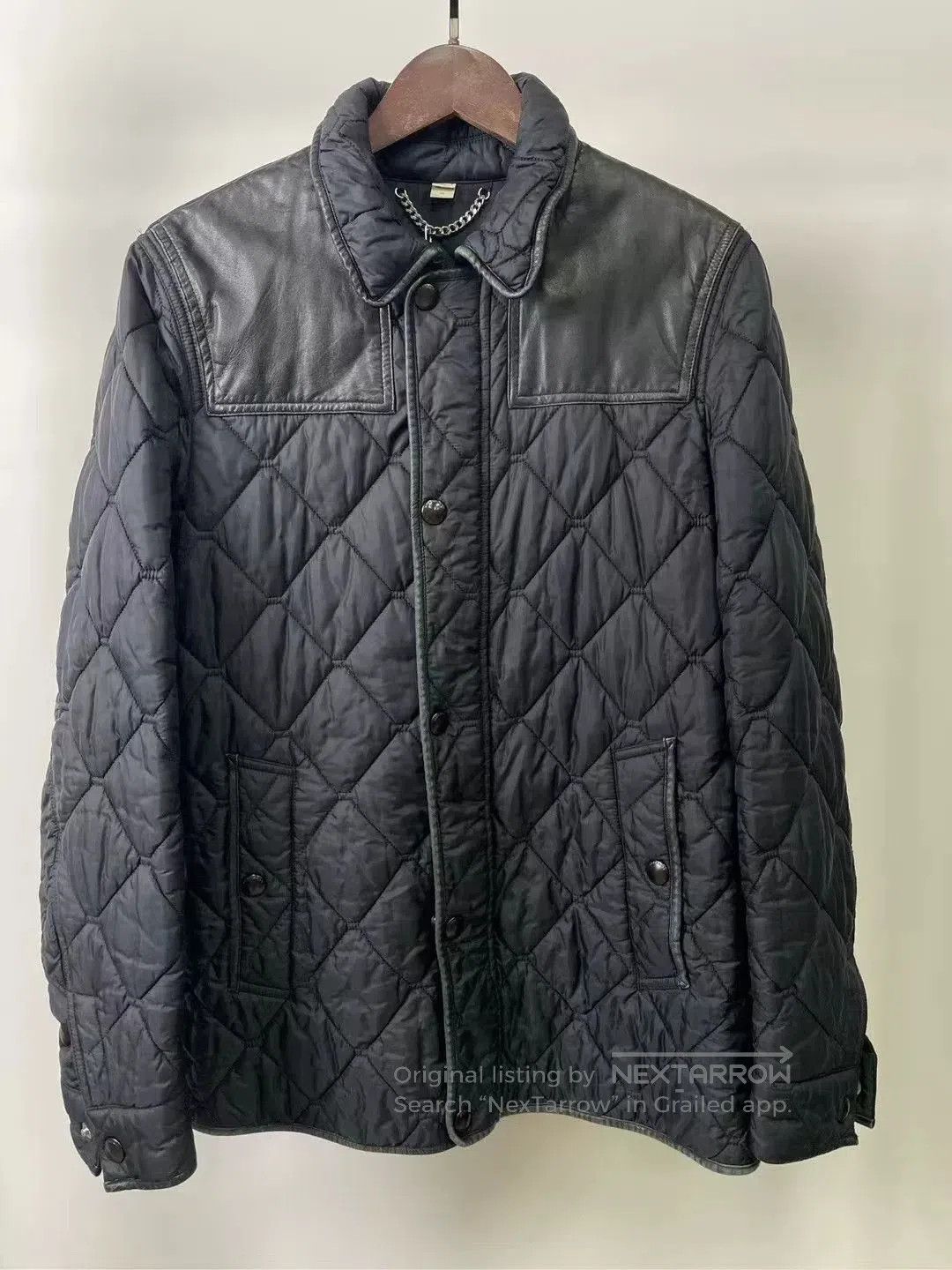 burberry diamond quilted jacket in black.