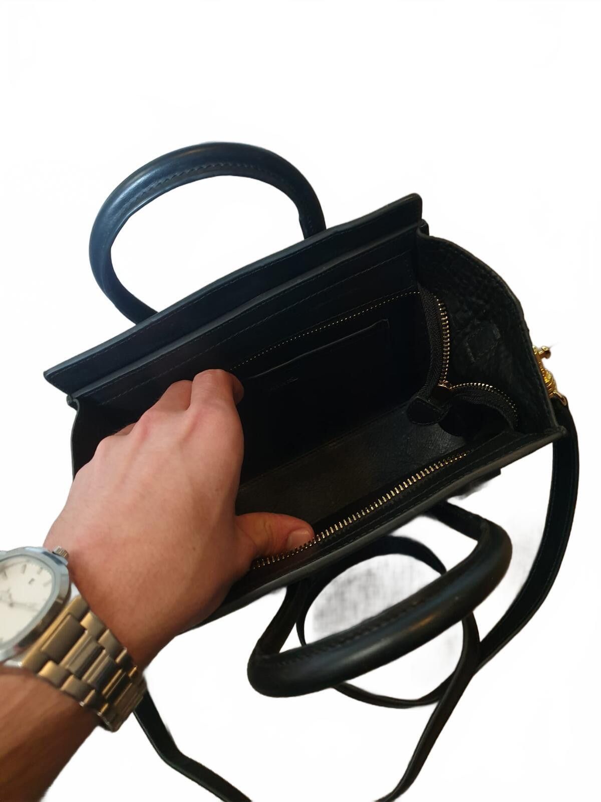 Celine Celine - Black Mini Luggage Tote Bag with Gold Hardware Size ONE SIZE - 8 Thumbnail