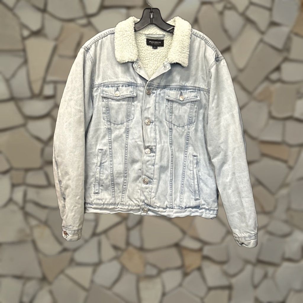 VINTAGE PacSun Light Blue Denim Jacket Women Adult Large Sherpa