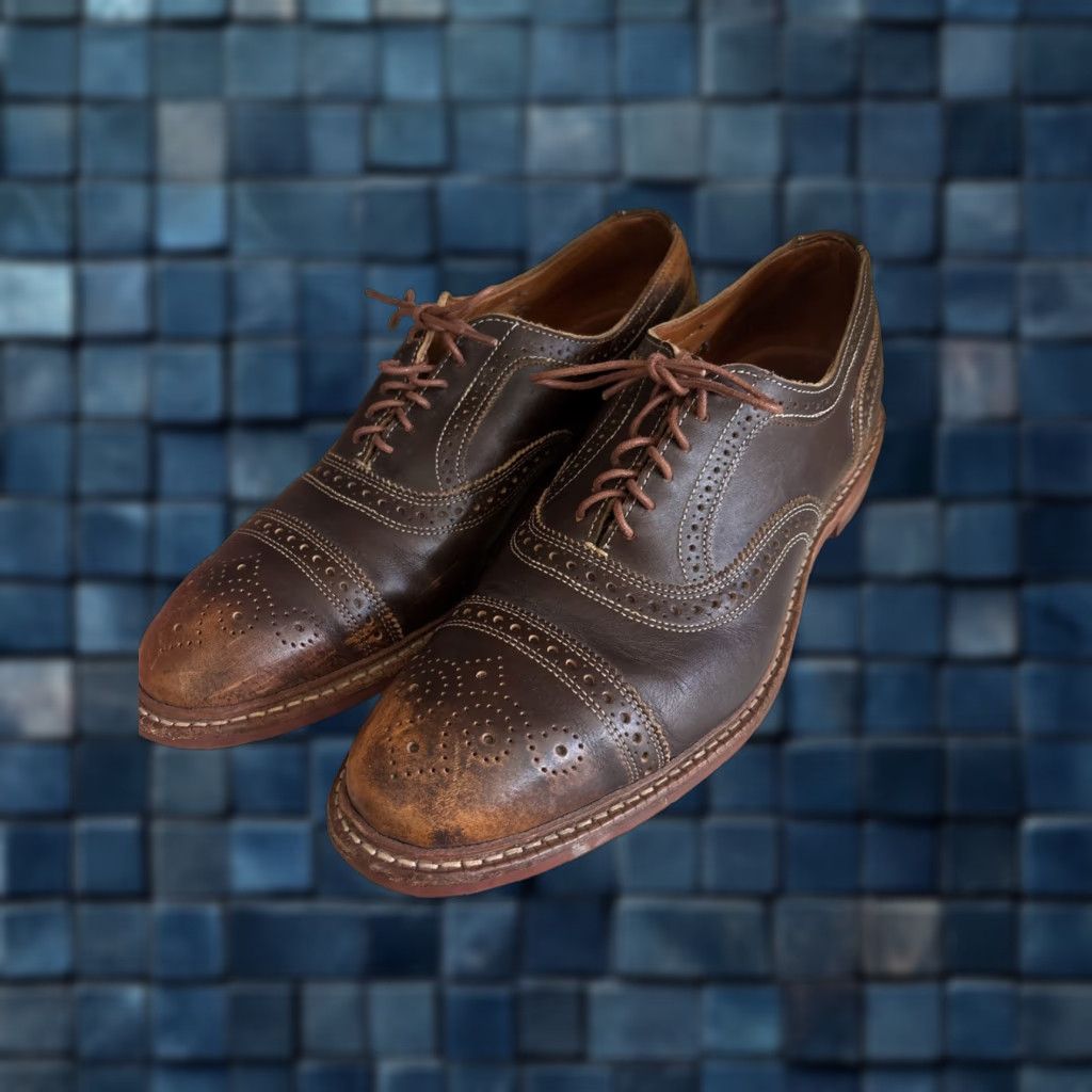 Vintage Allen Edmonds Strandmok Usa Leather Brown Cap Toe Oxford Dress Shoes Mens 11 D
