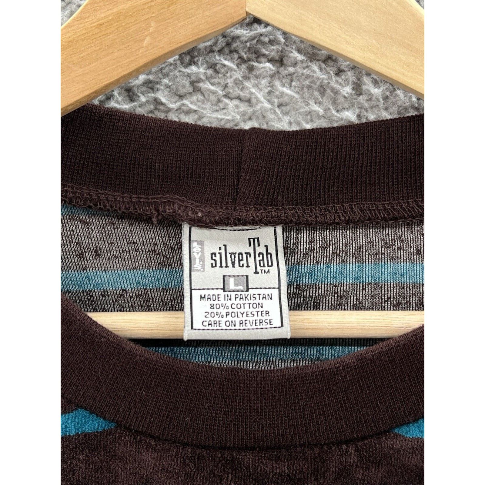 Levi's Levi’s Silver Tab 1996 Velour Brown Blue Striped Sweater Size US L / EU 52-54 / 3 - 3 Thumbnail