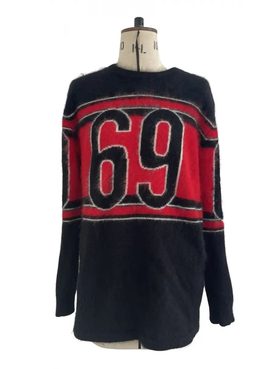 image of Hood By Air HBA 16Fw "69"runway Sweater in Black/Red, Men's (Size XS)