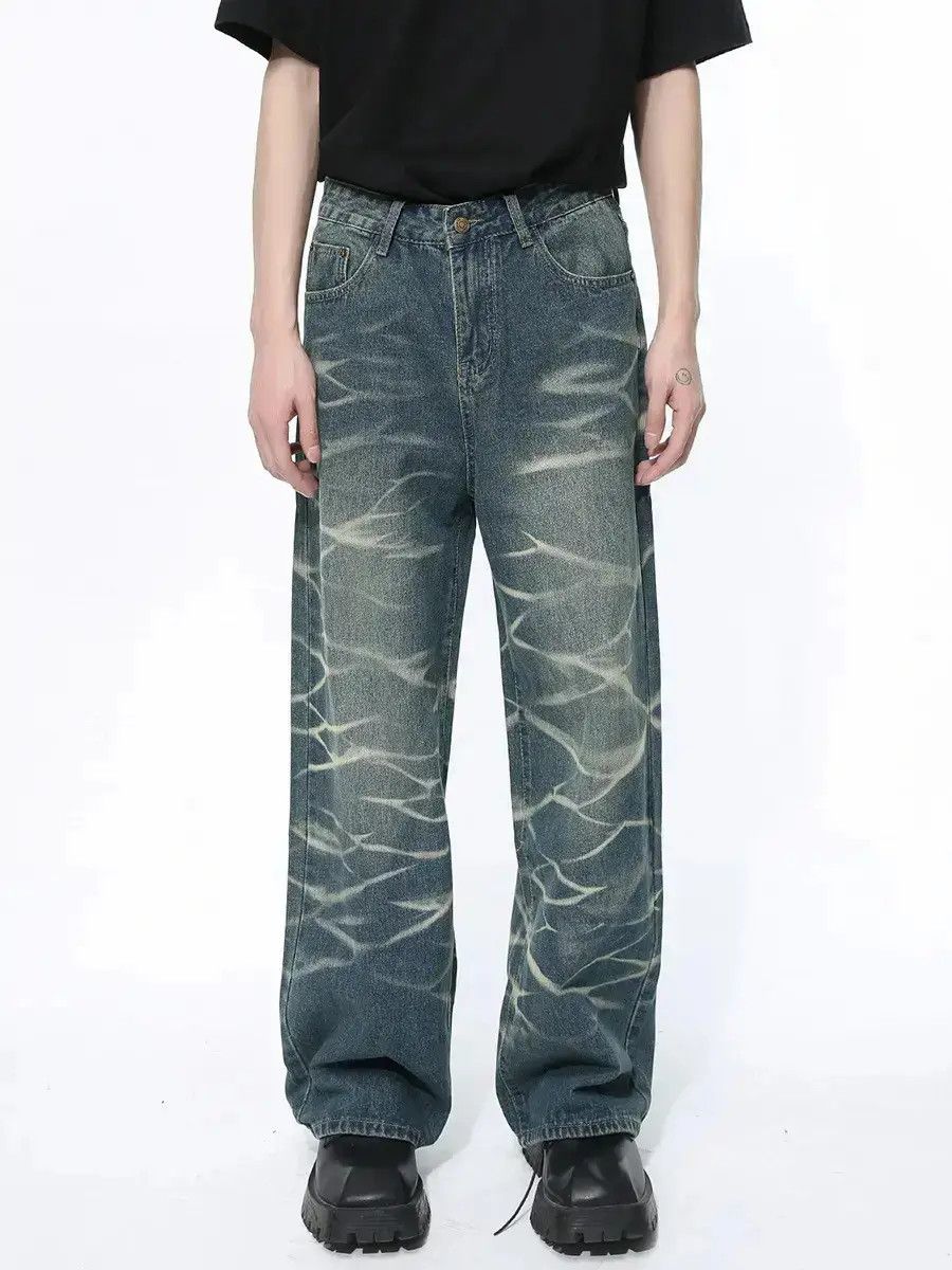 Japanese Brand Retro loose tie dye straight leg jeans Size US 32 / EU 48 - 6 Thumbnail