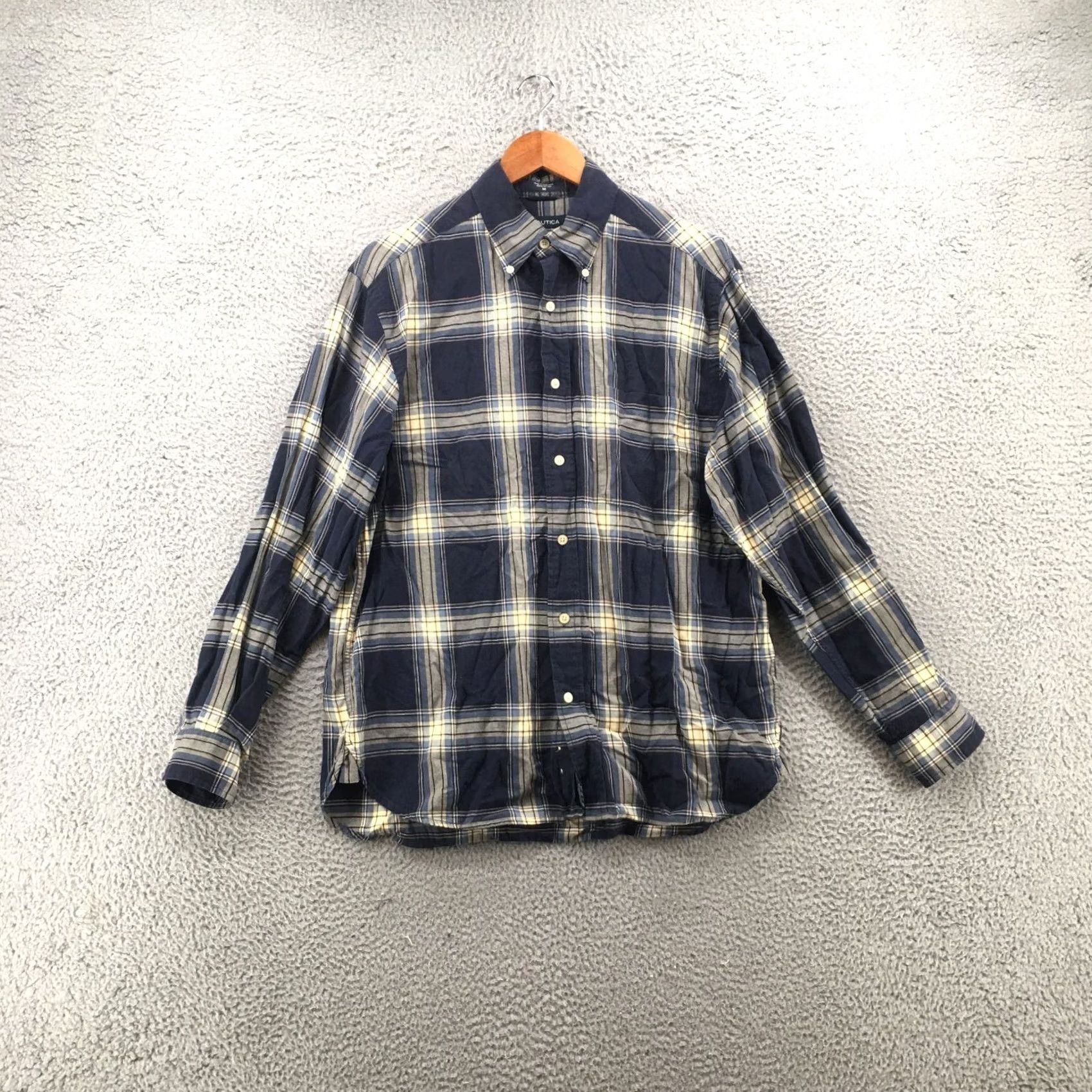Nautica Nautica Button Down Long Sleeve Shirt Mens Medium Blue Cotton Plaid Chest Pocket Shirt Size US M / EU 48-50 / 2 - 2 Thumbnail
