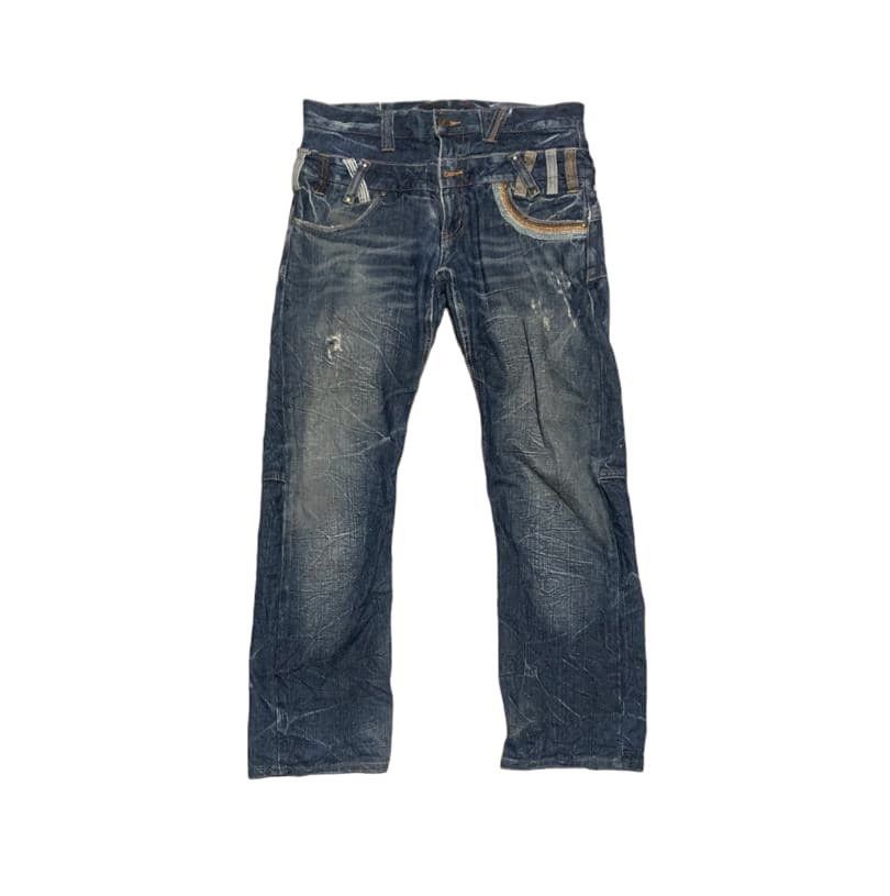 image of Dominate Handcrafted Double Waisted Jeans in Blue Denim, Men's (Size 32)