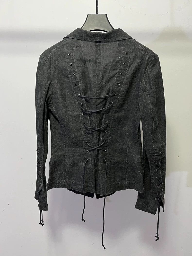Y's Y's Worn lace-up linen blazer jacket Size US S / EU 44-46 / 1 - 3 Thumbnail