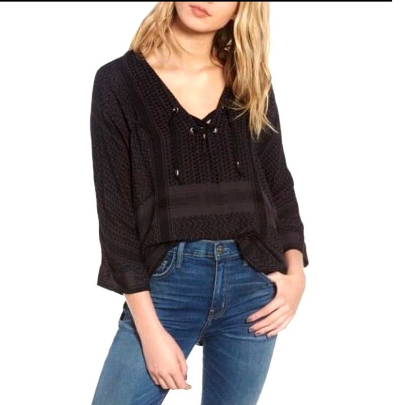 Rails Rails Lily Onyx jacquard top black gray long sleeve pullover Size S / US 4 / IT 40 - 9 Thumbnail