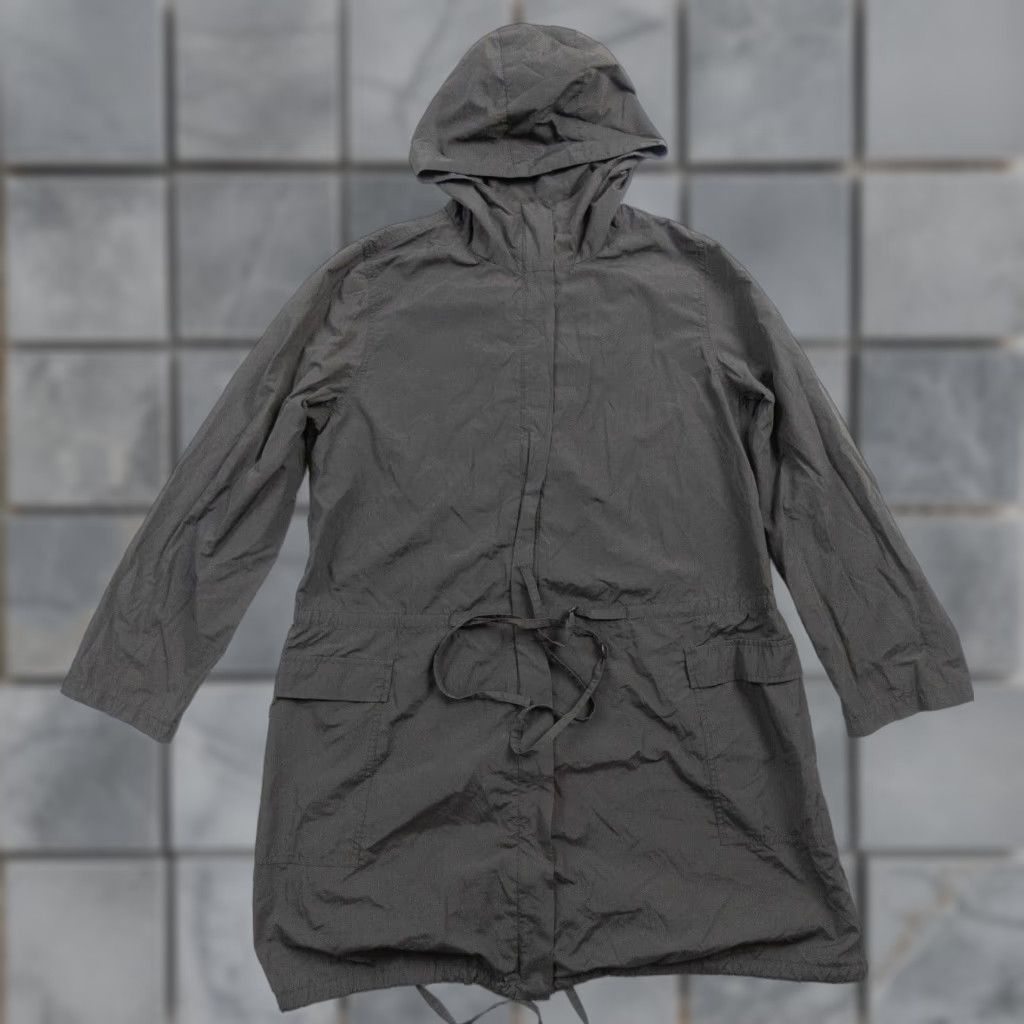 Eileen Fisher VINTAGE Eileen Fisher Women's Coat Jacket Outer Shell Cotton Blend Long Hooded Full Zip Casual Outdoor Large Brown Size L / US 10 / IT 46 - 1 Thumbnail
