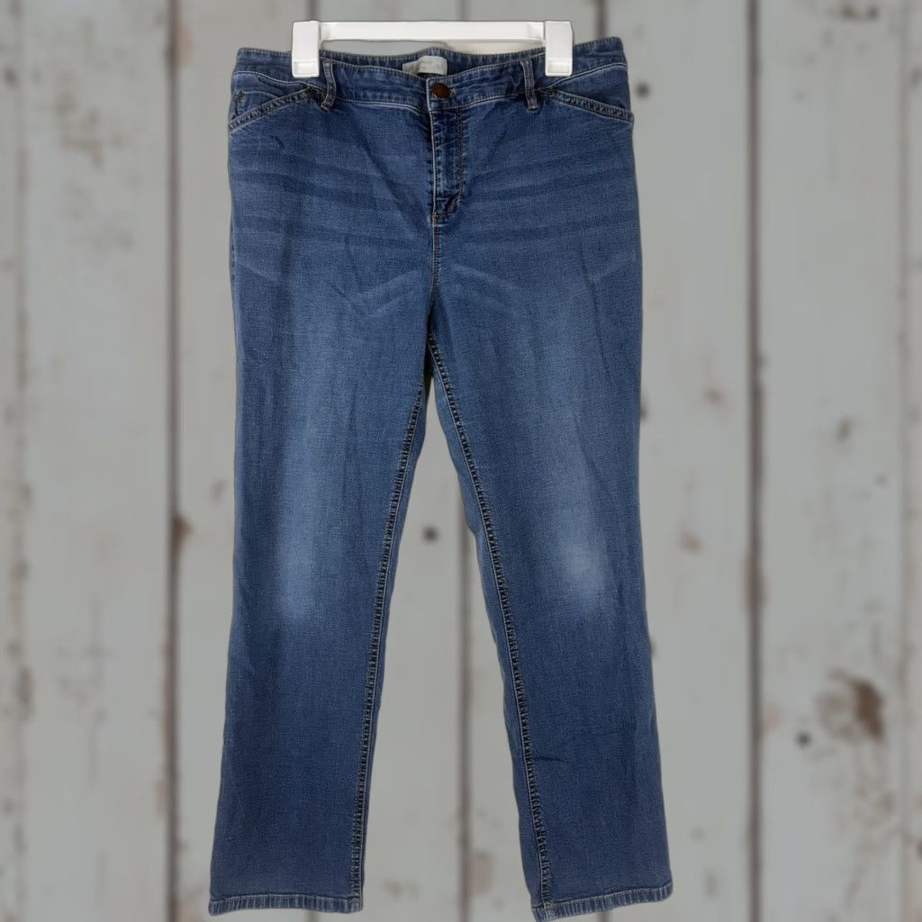 J. Jill VINTAGE J Jill Slim Leg Jeans Womens Size 14P Mid Rise Cotton Spandex Blue 5-Pocket Casual Size 36" / US 14 / IT 50 - 1 Thumbnail