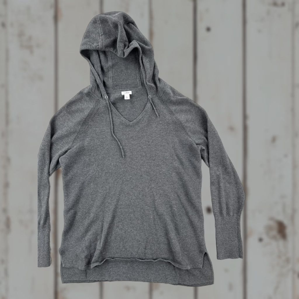 Vintage VINTAGE L.L. Bean Women Hoodie Gray Knit Thumb Hole Sleeves Regular Fit Pullover Activewear Size L / US 10 / IT 46 - 1 Thumbnail