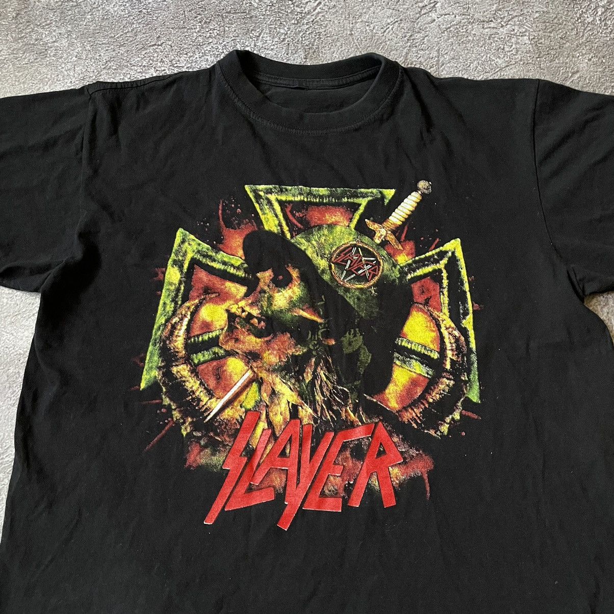 Vintage Vintage 90s Slayer Graphic Tee Thrashed Grunge Cropped M Size US M / EU 48-50 / 2 - 4 Thumbnail