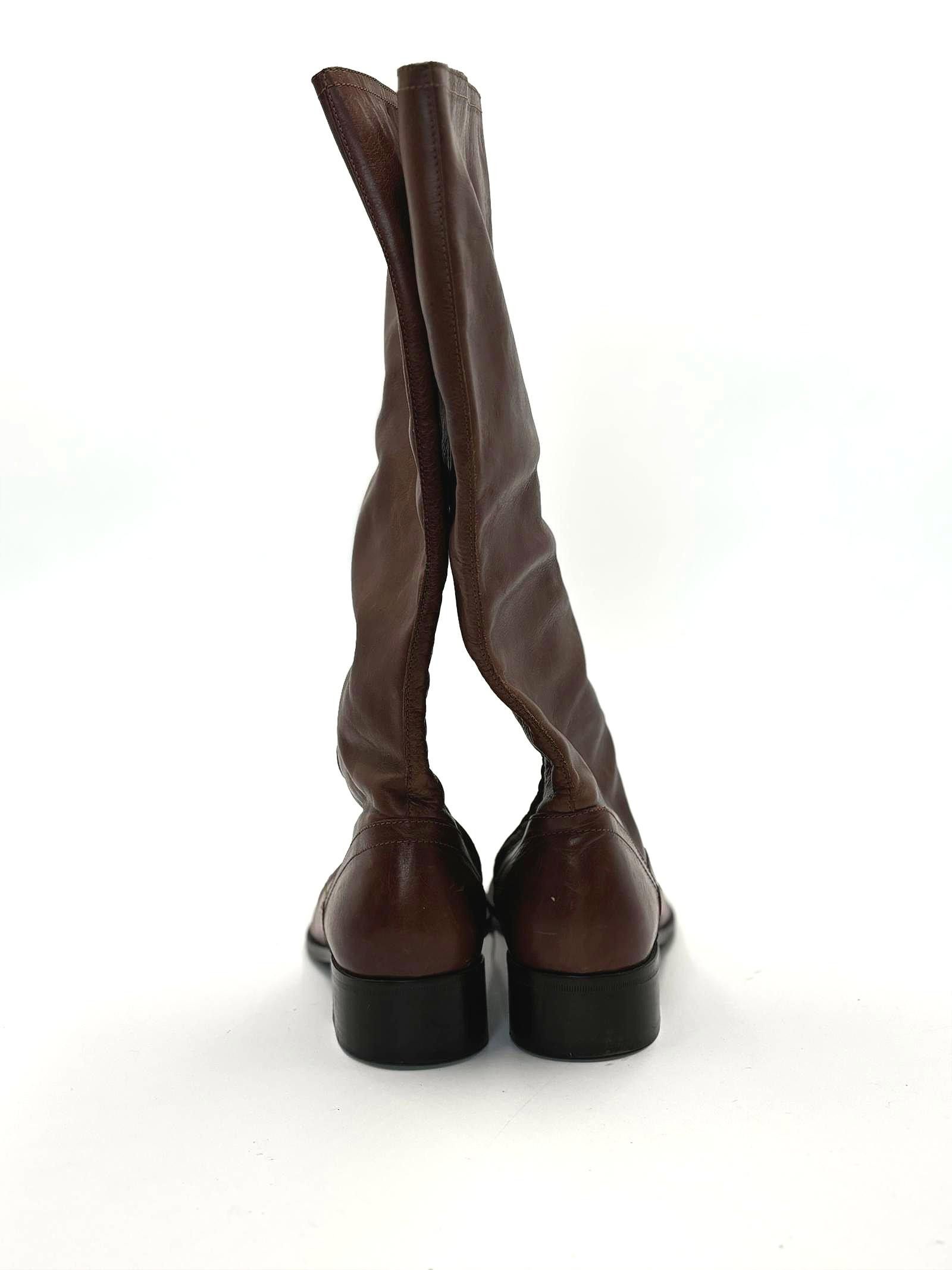 Designer PHILOSOPHY Di Alberta Ferretti Brown Leather Boots Size 9 Size US 9 / IT 39 - 4 Thumbnail