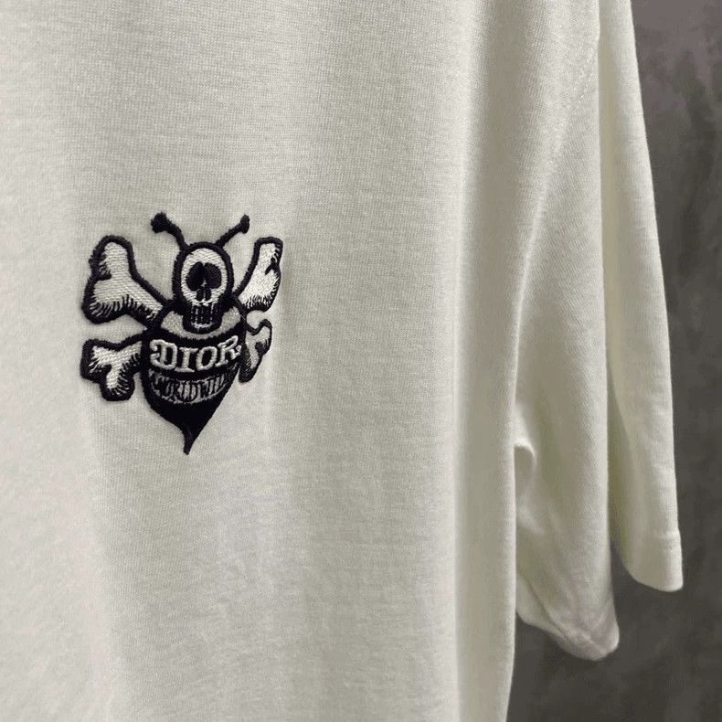 Dior White Stussy Skull Bee Short Sleeve Shirt-2505 Size US S / EU 44-46 / 1 - 3 Thumbnail