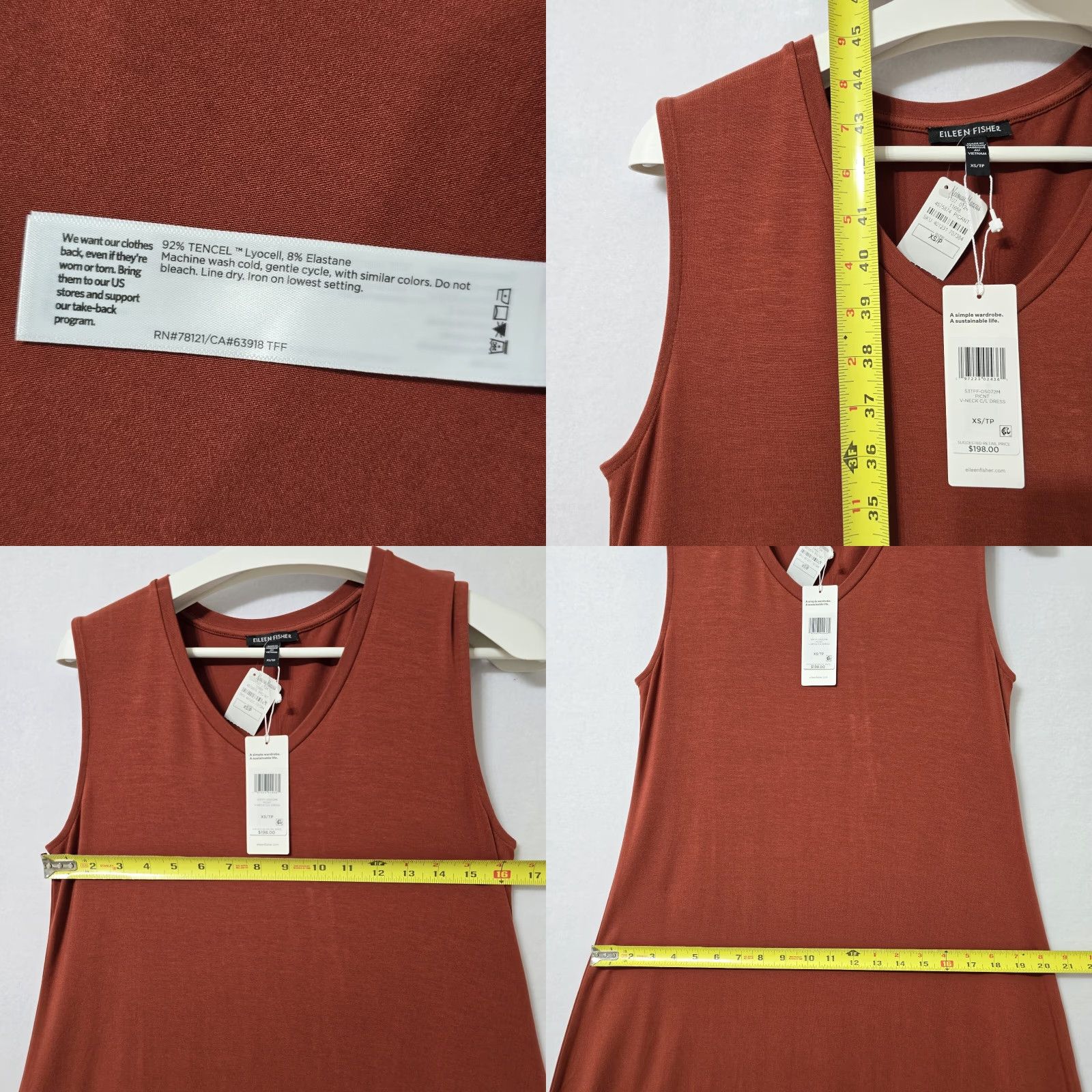 VINTAGE Eileen Fisher Women's Tank Dress XS Sleeveless Calf Length