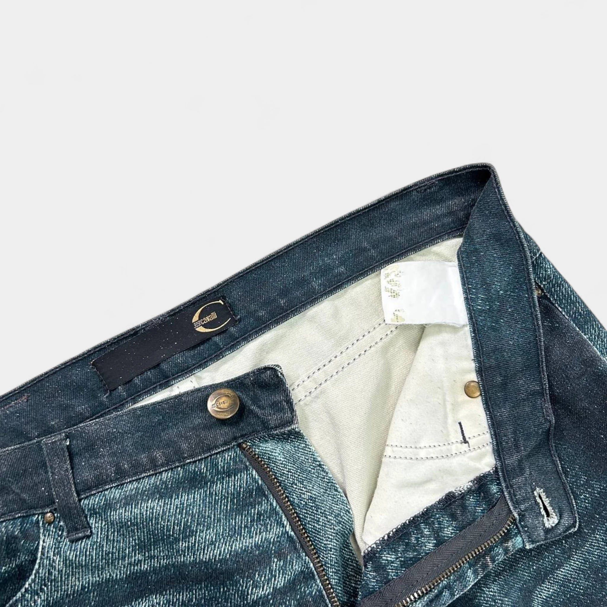 Just Cavalli Just Cavalli 2000s Denim Effect Teal Pants Size 28" / US 6 / IT 42 - 4 Thumbnail