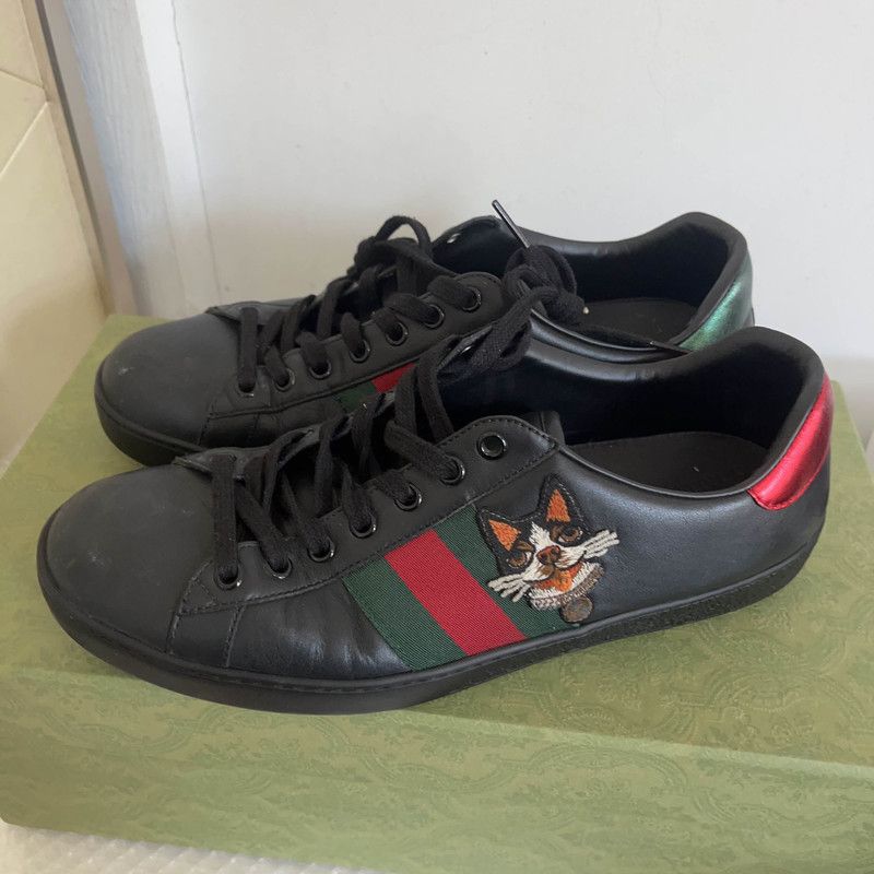 Gucci Gucci Ace Leather Dog Head Sneakers for Men 0079 Size US 8 / EU 41 - 1 Thumbnail