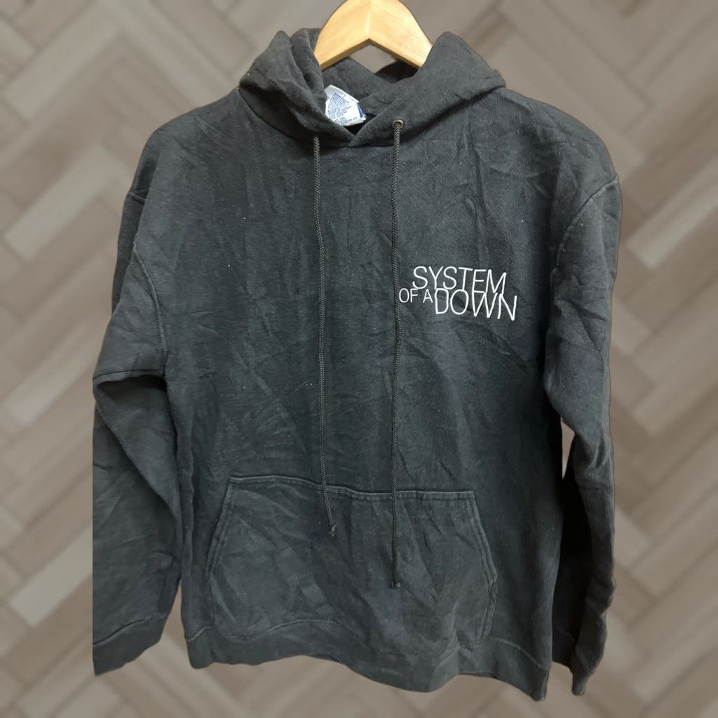 VINTAGE System of a Down Hoodie Men M Black Pullover 26” Short Pit to Pit 20” AA Tag T30