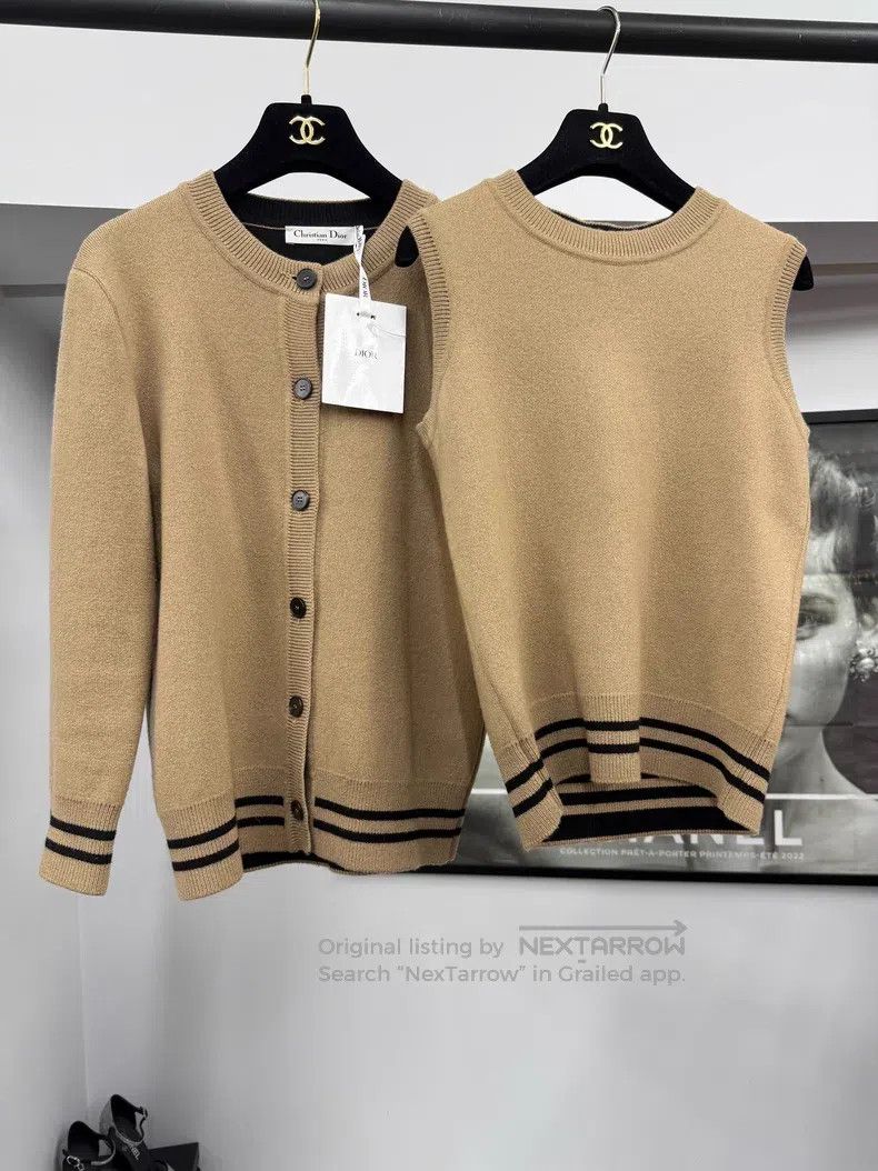 Dior Dior Khaki-coloured 8-character cashmere knitted vest on t Size XS / US 0-2 / IT 36-38 - 7 Thumbnail