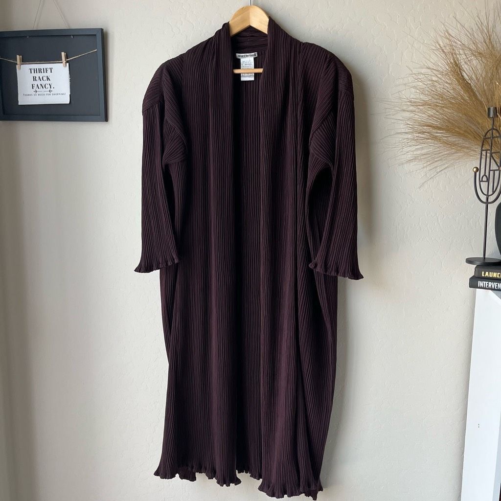 Issey Miyake Issey Miyake Cardigan Sweater Pleated Longline Open Front Ro Size S / US 4 / IT 40 - 2 Thumbnail