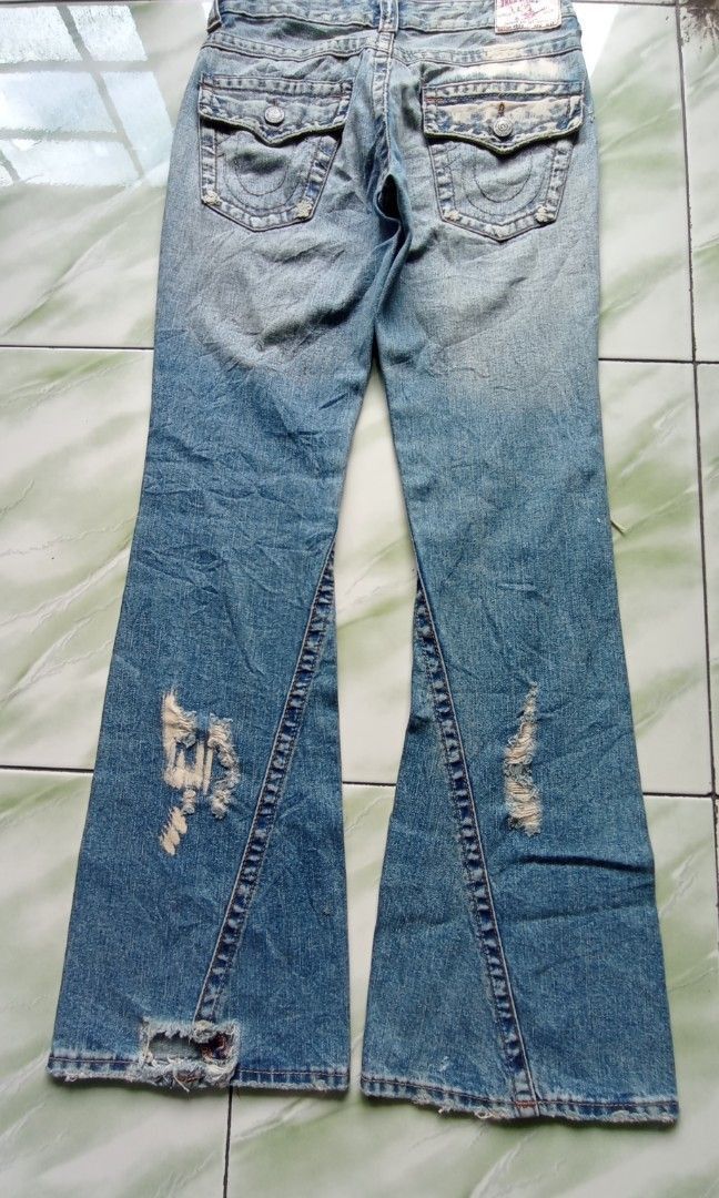 20471120 × Beauty Beast × Japanese Brand 2000s flare TR bootcut ripped wash denim Size US 27 - 7 Thumbnail
