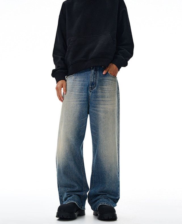 Japanese Brand American retro cat whiskering baggy unisex wide-leg jeans Size US 32 / EU 48 - 1 Thumbnail
