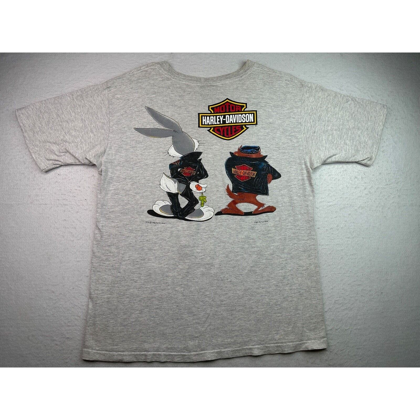 Harley Davidson VTG 1993 Harley Davidson X Looney Tunes Bugs & Taz T-Shirt Size US L / EU 52-54 / 3 - 13 Thumbnail