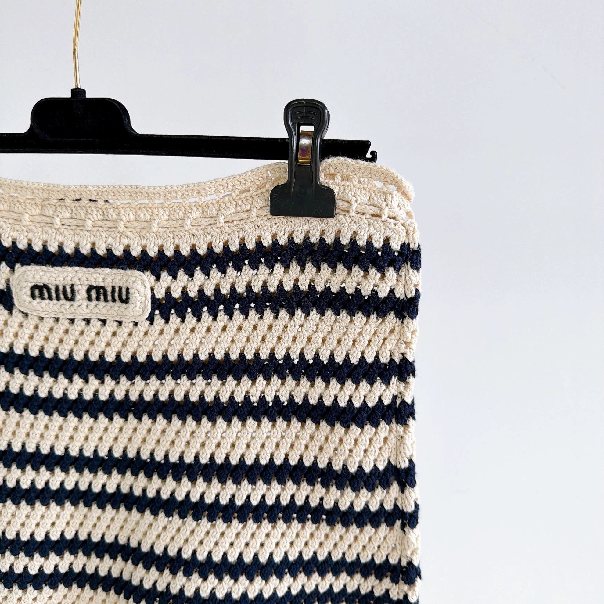 Miu Miu MIU MIU Women's Colorblocked Stripe Knit Short Skirt Size 26" / US 2 / IT 38 - 4 Thumbnail