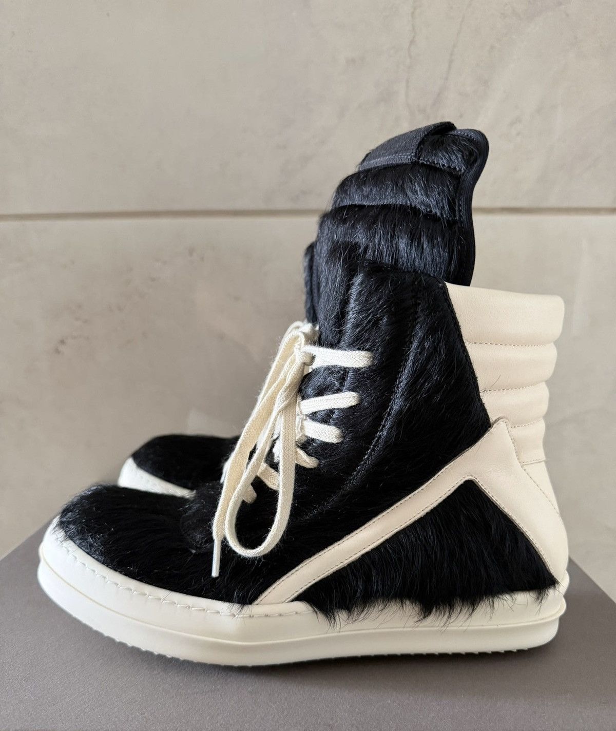 Rick Owens Rick Owens Ponyhair High-Top Geobasket Sneakers Size US 7 / EU 40 - 5 Thumbnail