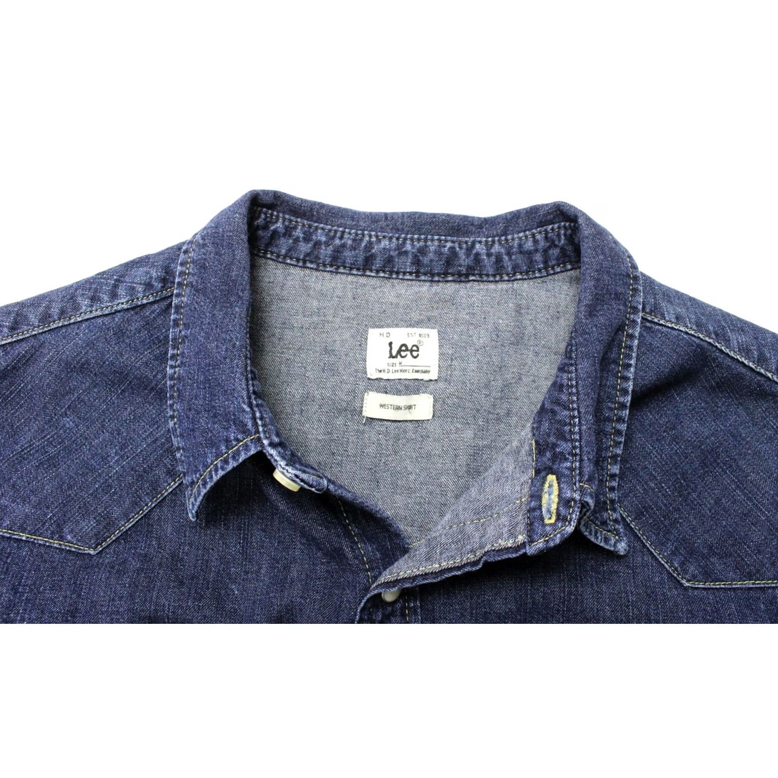 Lee LEE Western Shirt Mens M Denim Snap Button Spread Collar Blue Size US M / EU 48-50 / 2 - 4 Thumbnail